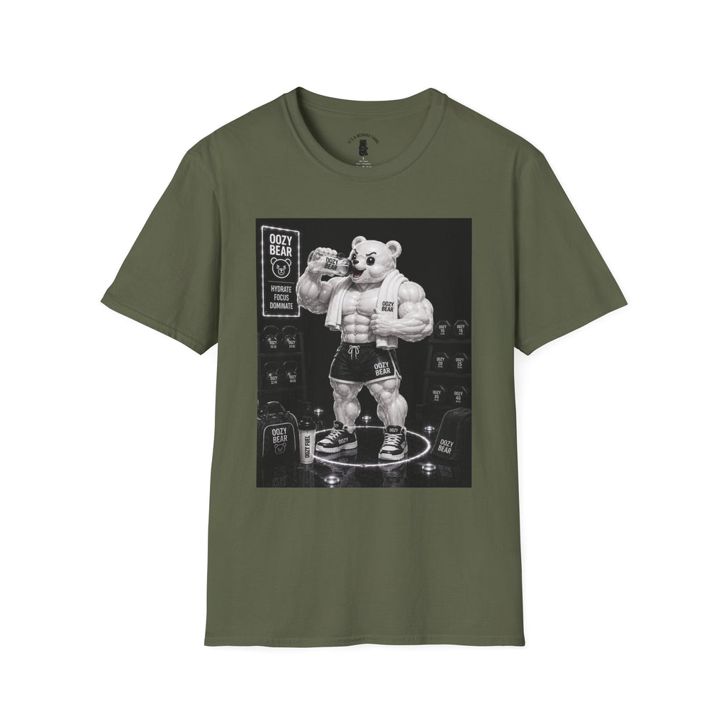 Rehydration Time, Oozy Buff Bodybuilder Gummy Gym Addition- Adult Graphic Shirt