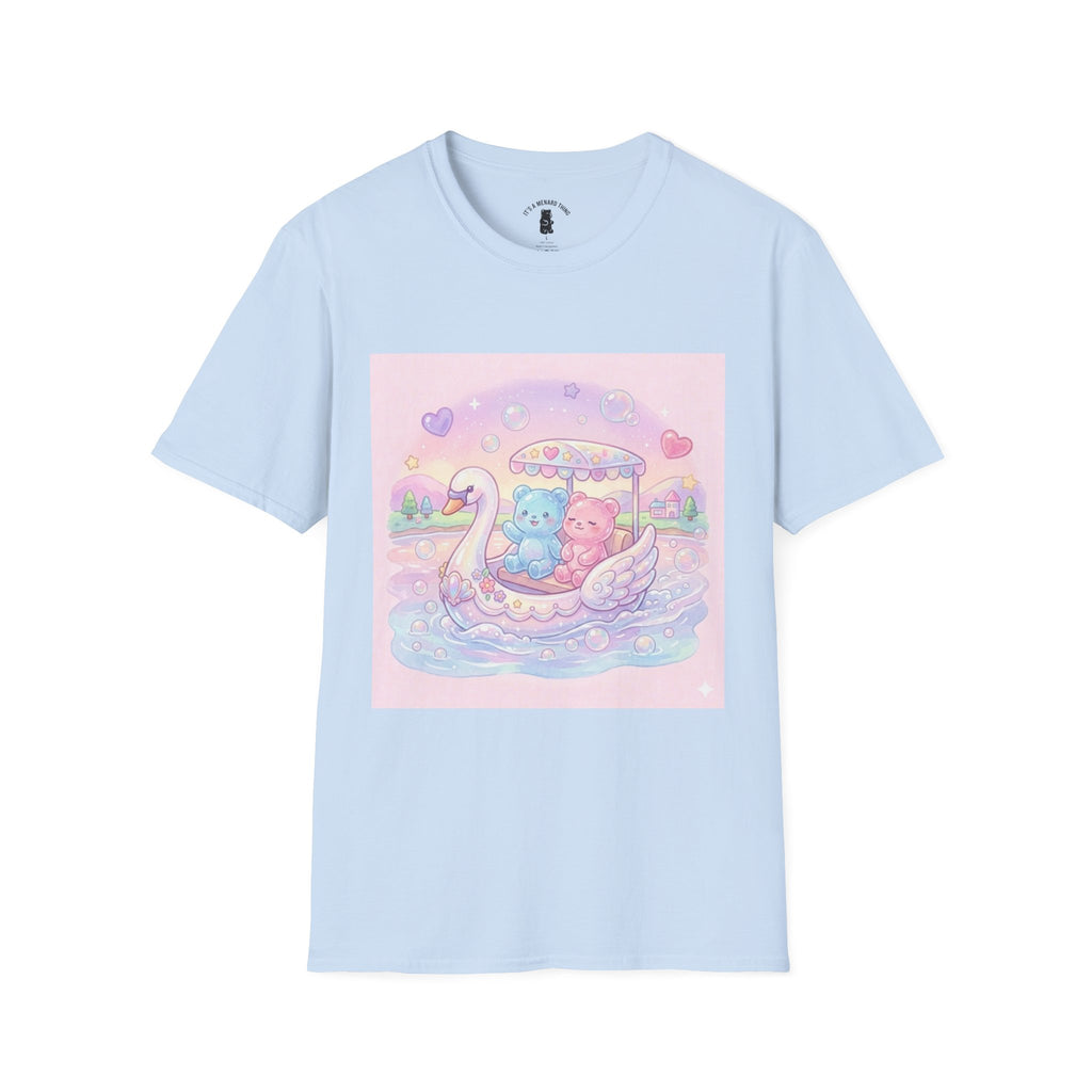 Romantic Swan Boat Ride, Gooey Gummy Friends— Kawaii Graphic T-Shirt