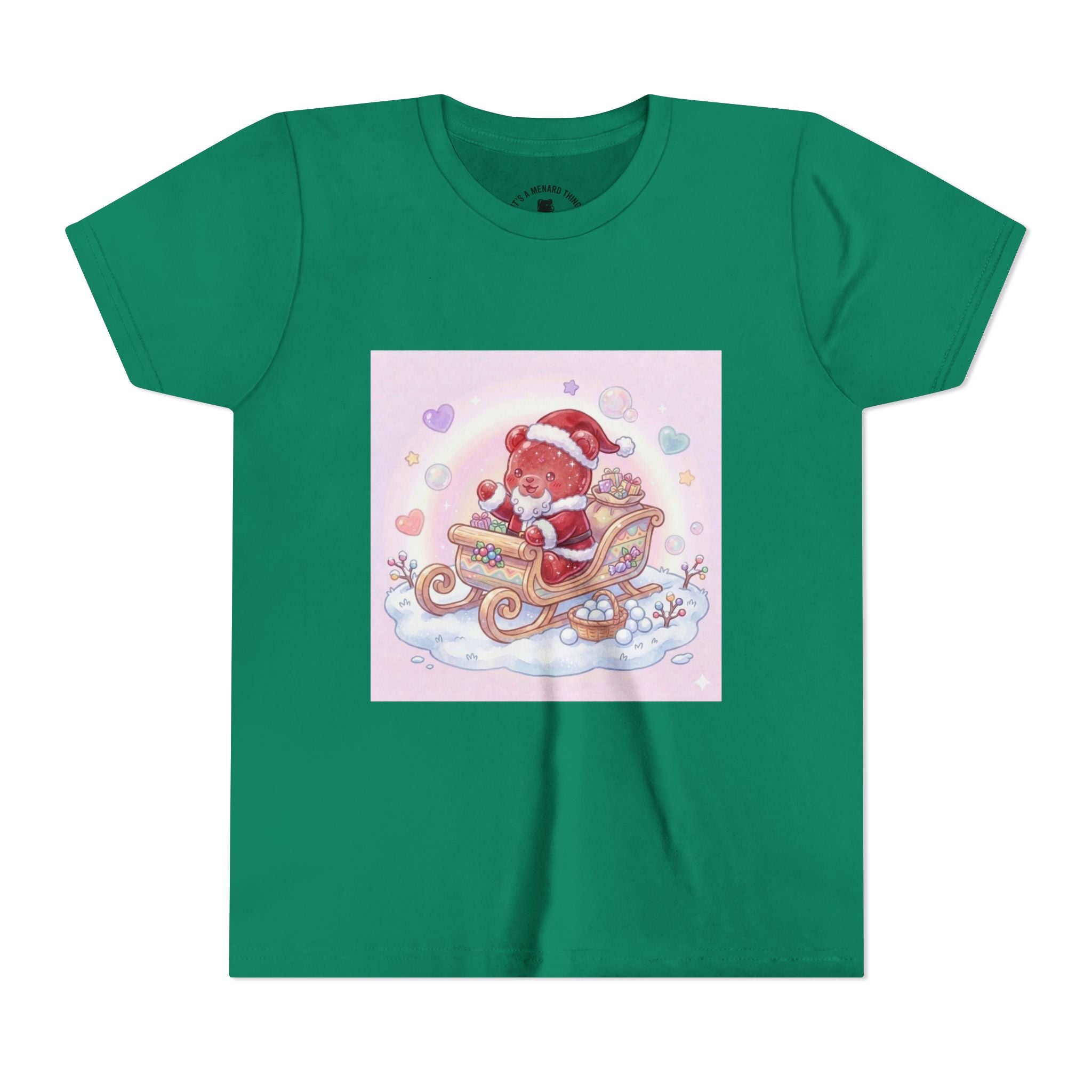 Cute Gooey Gummy Red Santa in Sleigh Holiday Shirt