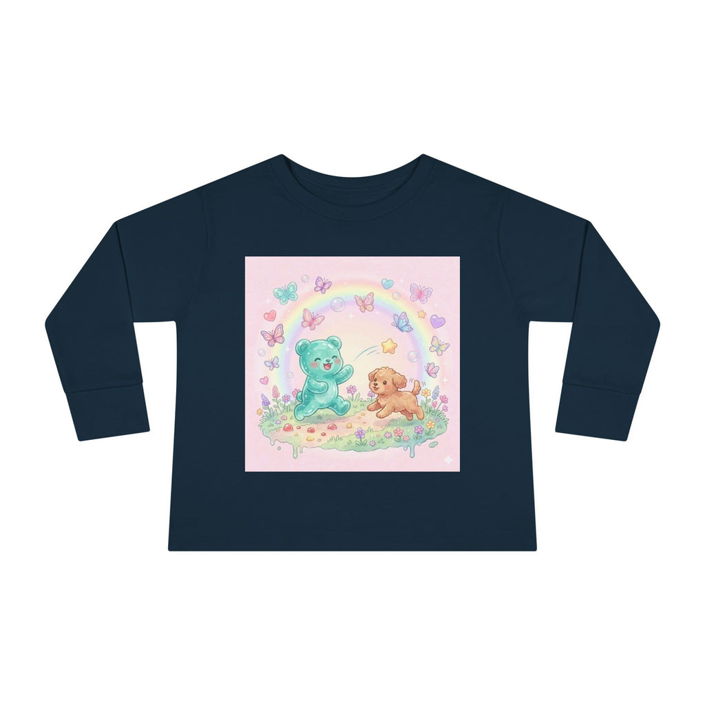 Pastel Puppy Play Time, Oozy Bear Friend- Graphic Long Sleeve Shirt
