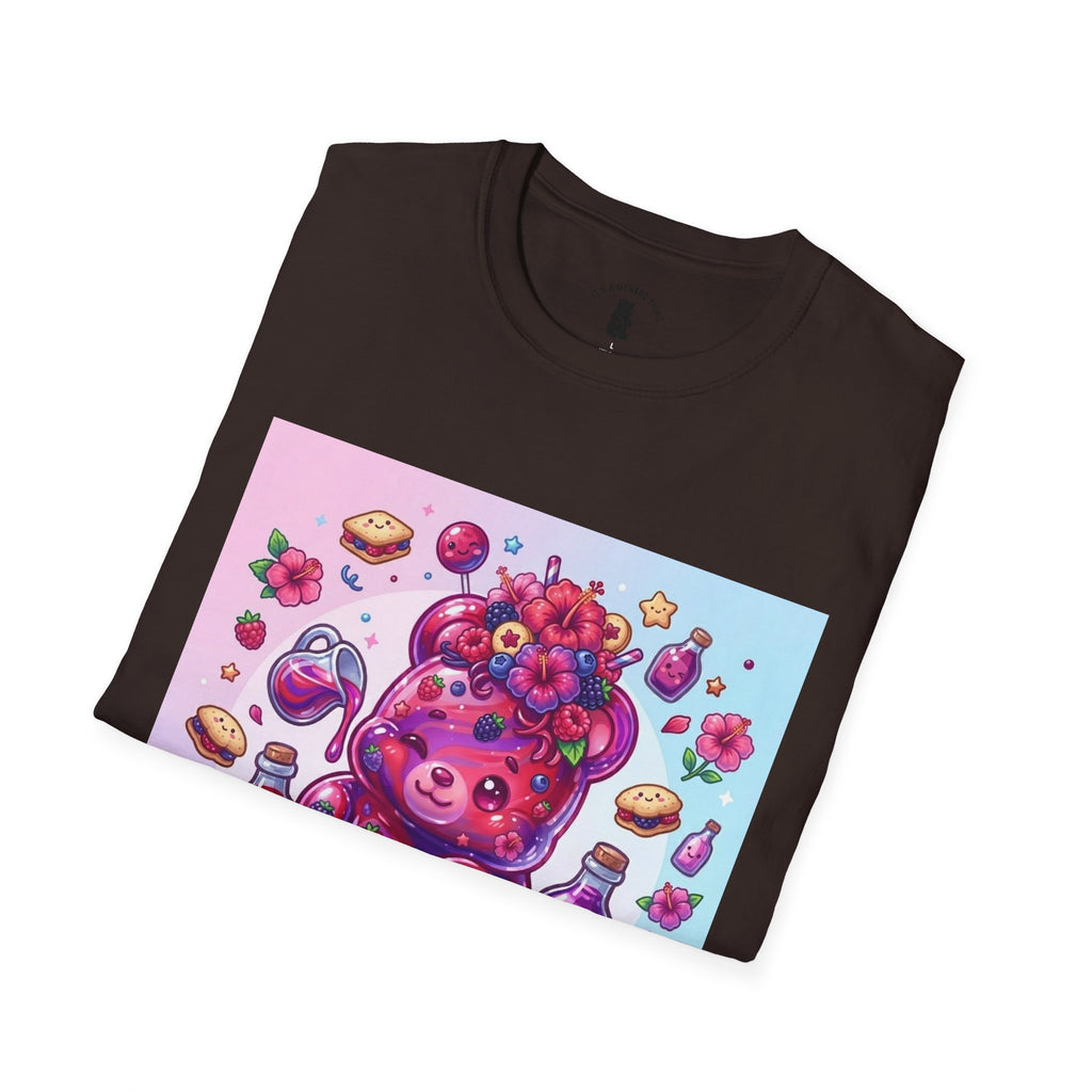 Hibiscus and Mixed Berry Jam, Exotic fruit Flower Gooey Gummy — Kawaii Illustrated T-Shirt