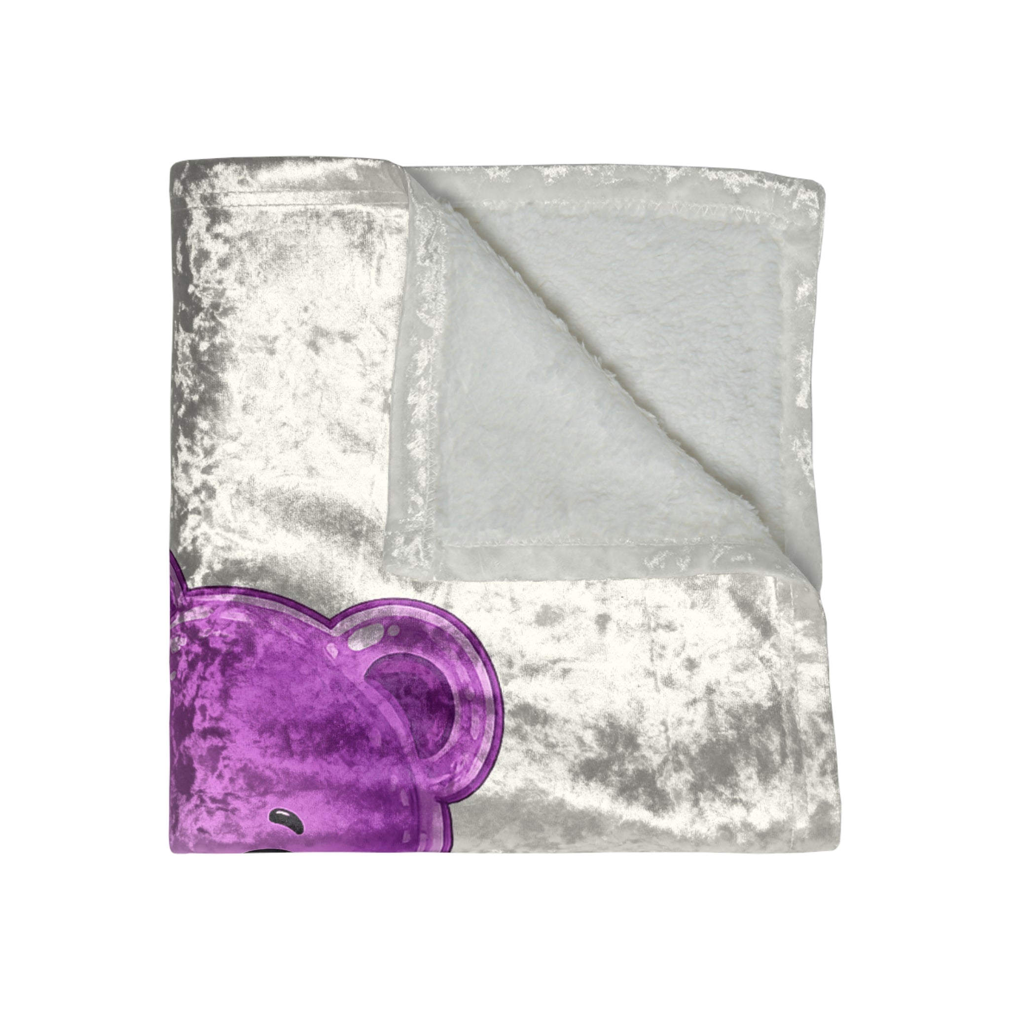 Purple Orchid, Special Gooey Gummy Bear Friend -Crushed Velvet Blanket
