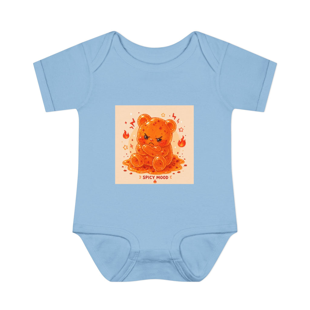 Spicy Mood Orange Gooey Gummy Bear Bodysuit — Cute Hot Pepper Bear Baby Onesie