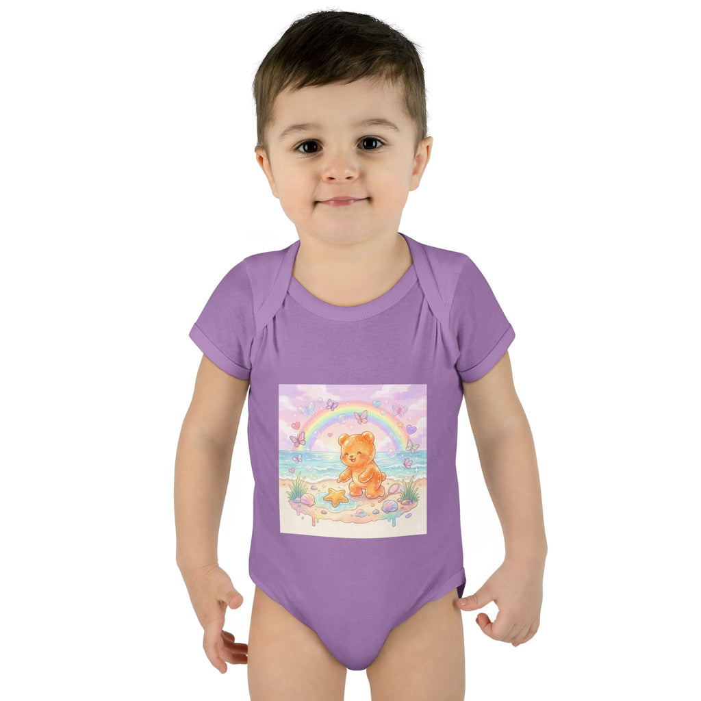 Gooey Gummy Beach Bear Rainbow & Starfish - Bodysuit