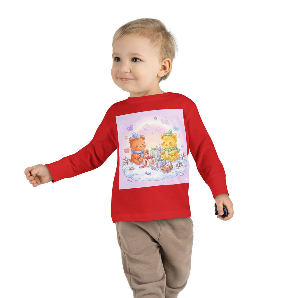 Holiday Gift Giving, Oozy Bear Friends In Snow- Graphic Long Sleeve Shirt