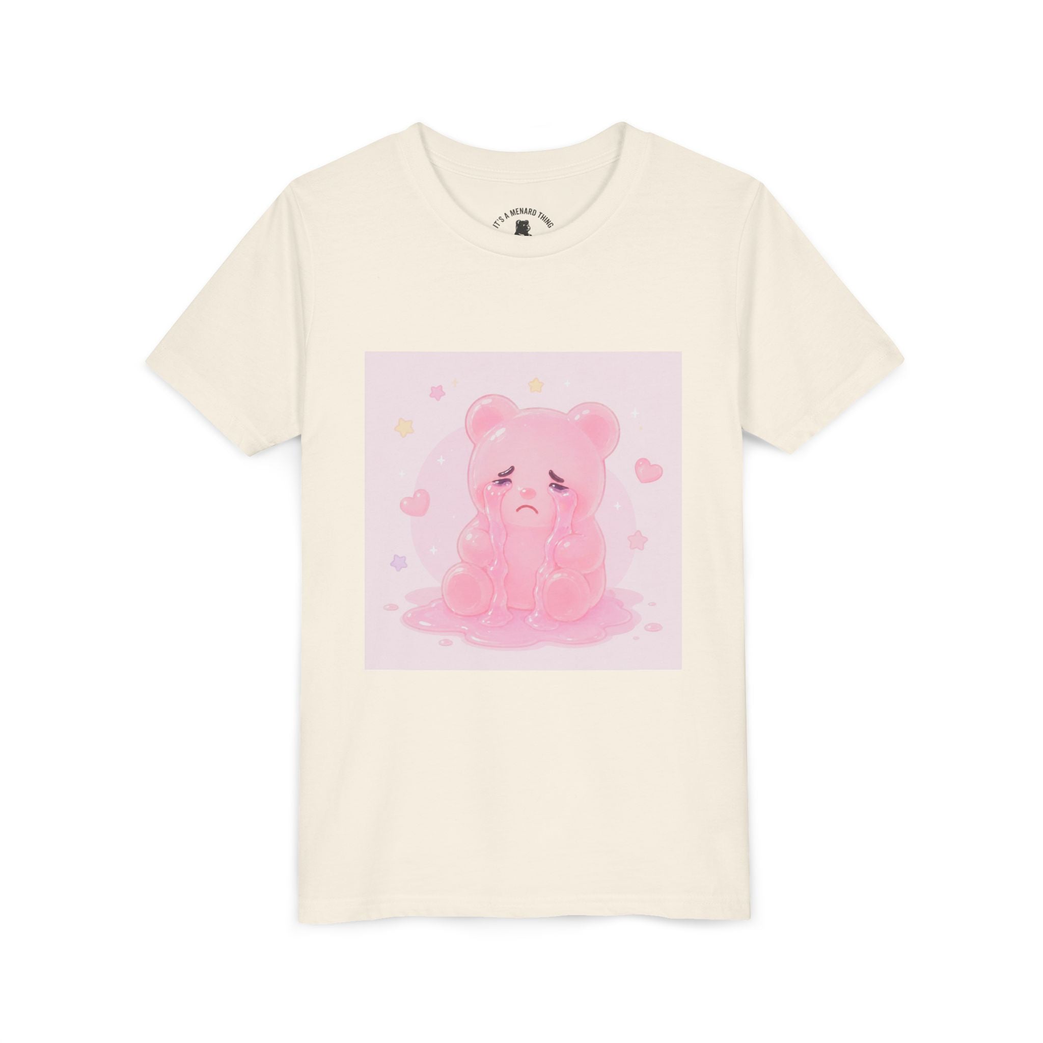 Pink Crying Gooey Gummy Bear Youth Tee – Cute Pastel Graphic Shirt