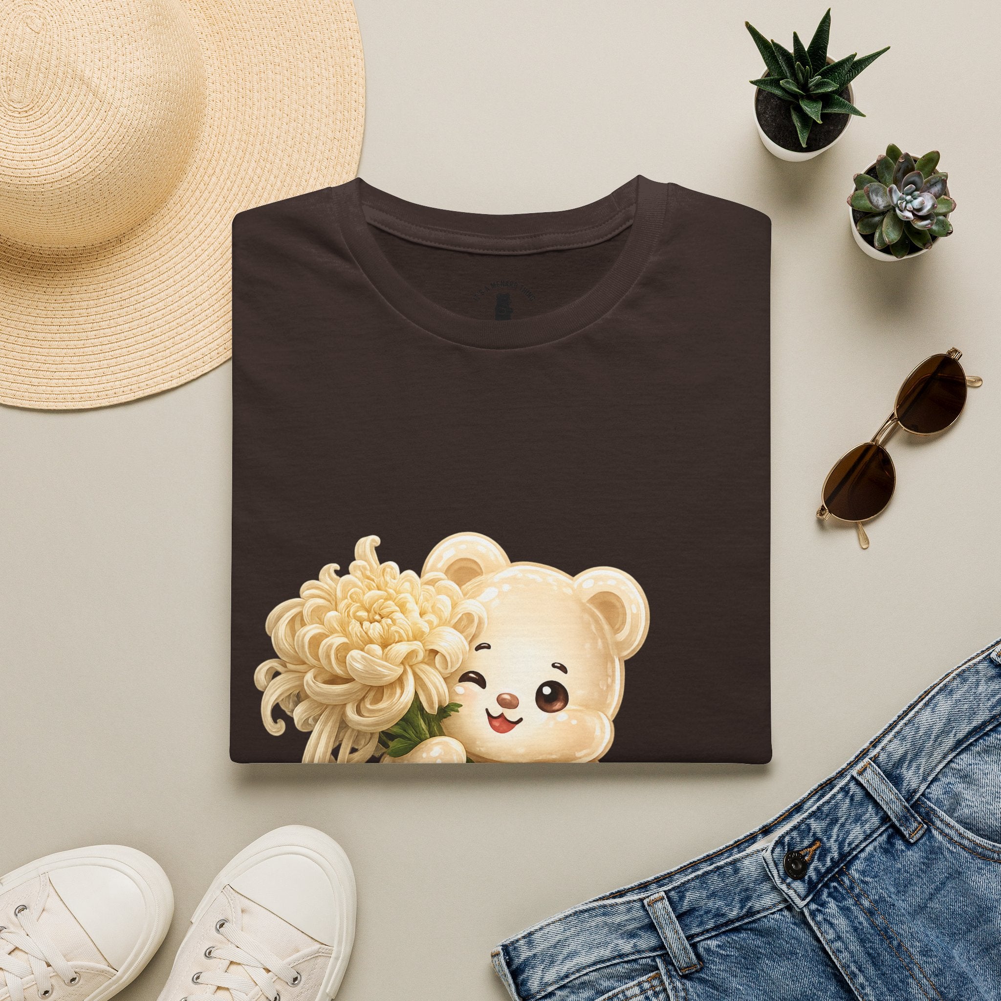 Chrysanthemum Special, Cream Oozy Bear Friend Special Flower Additon- Graphic Shirt