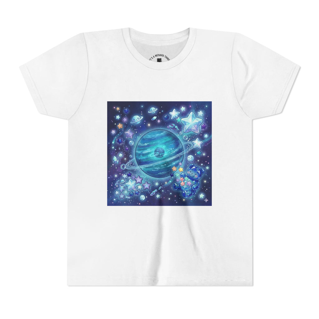 Floating On Neptune, Blue Gooey Crystal Gummy bear — Cute Blue Space Kids T-Shirt