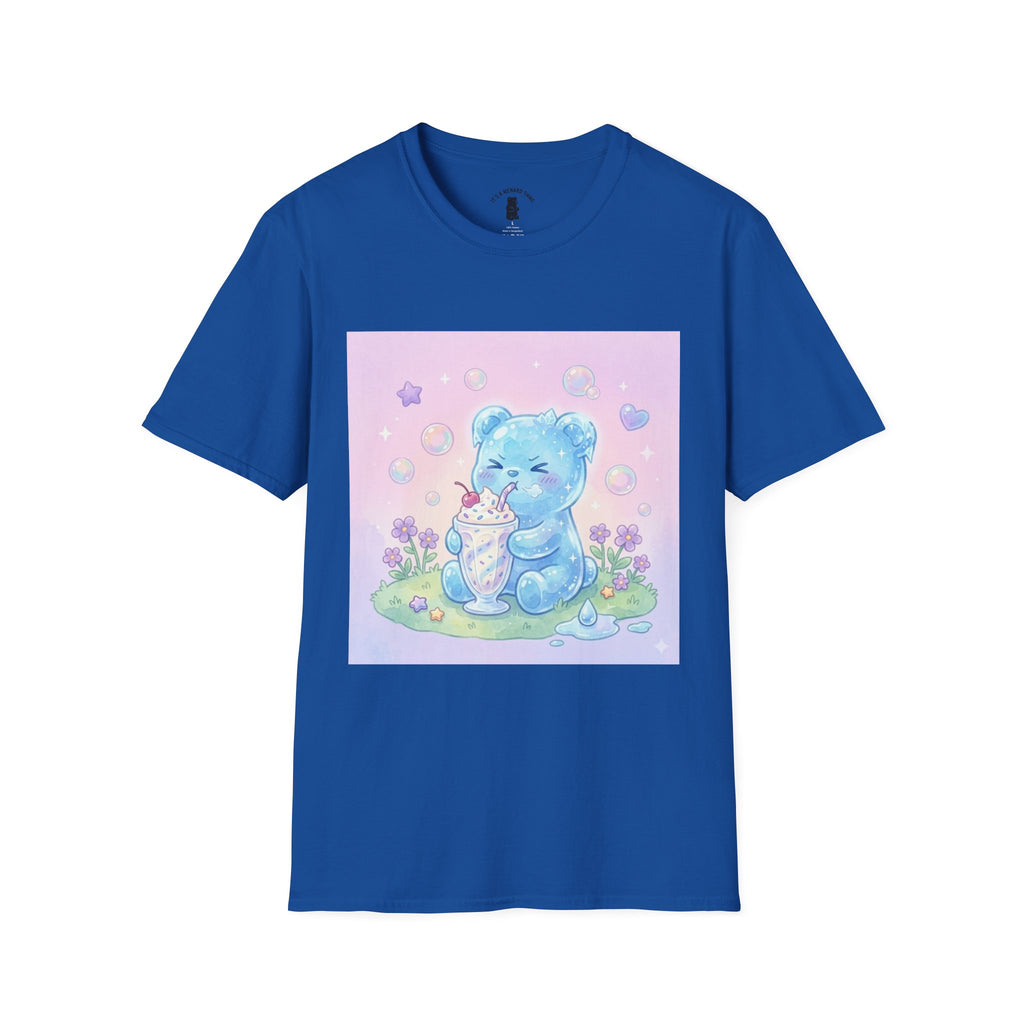 Cute Blue Iced Milkshake, Gooey Gummy Bear — Pastel Kawaii Graphic Tee