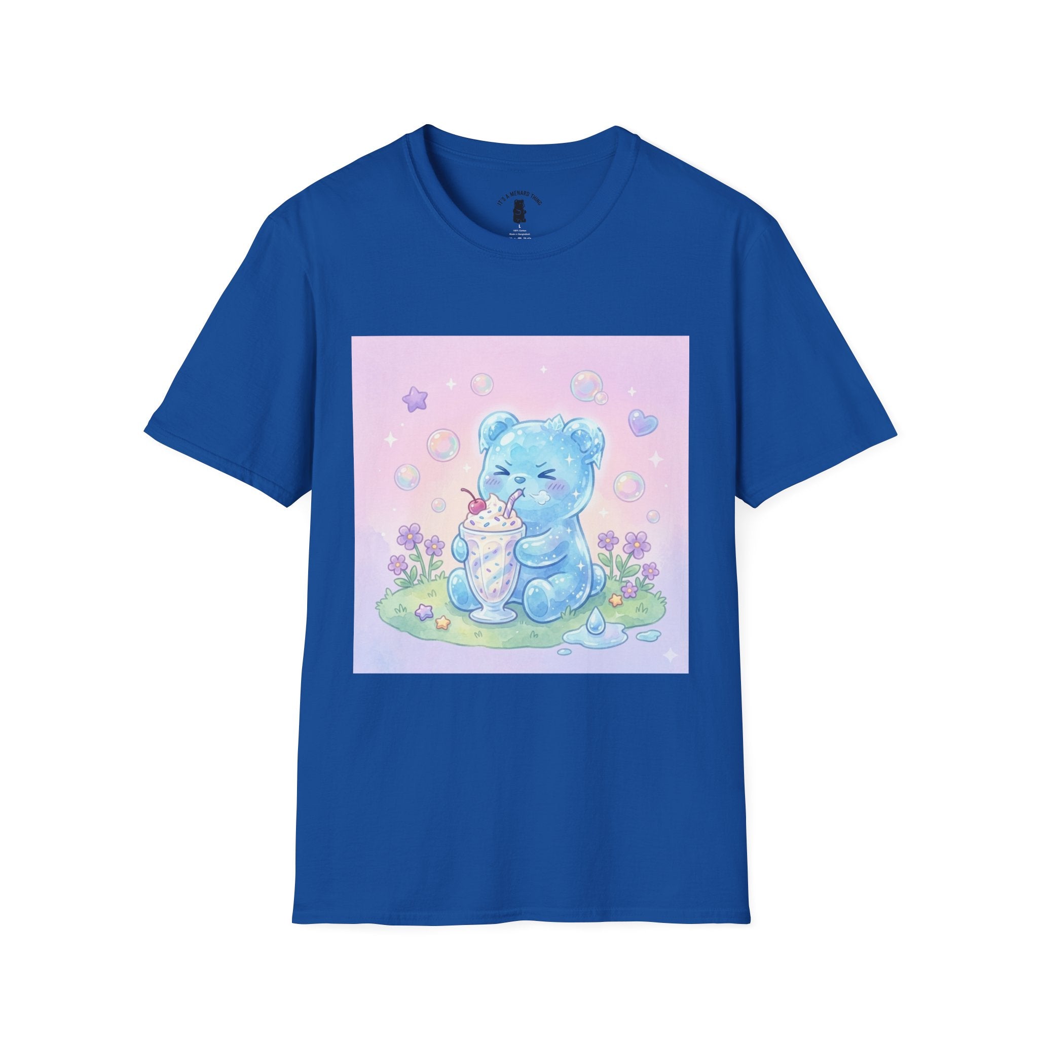 Cute Blue Iced Milkshake, Gooey Gummy Bear — Pastel Kawaii Graphic Tee