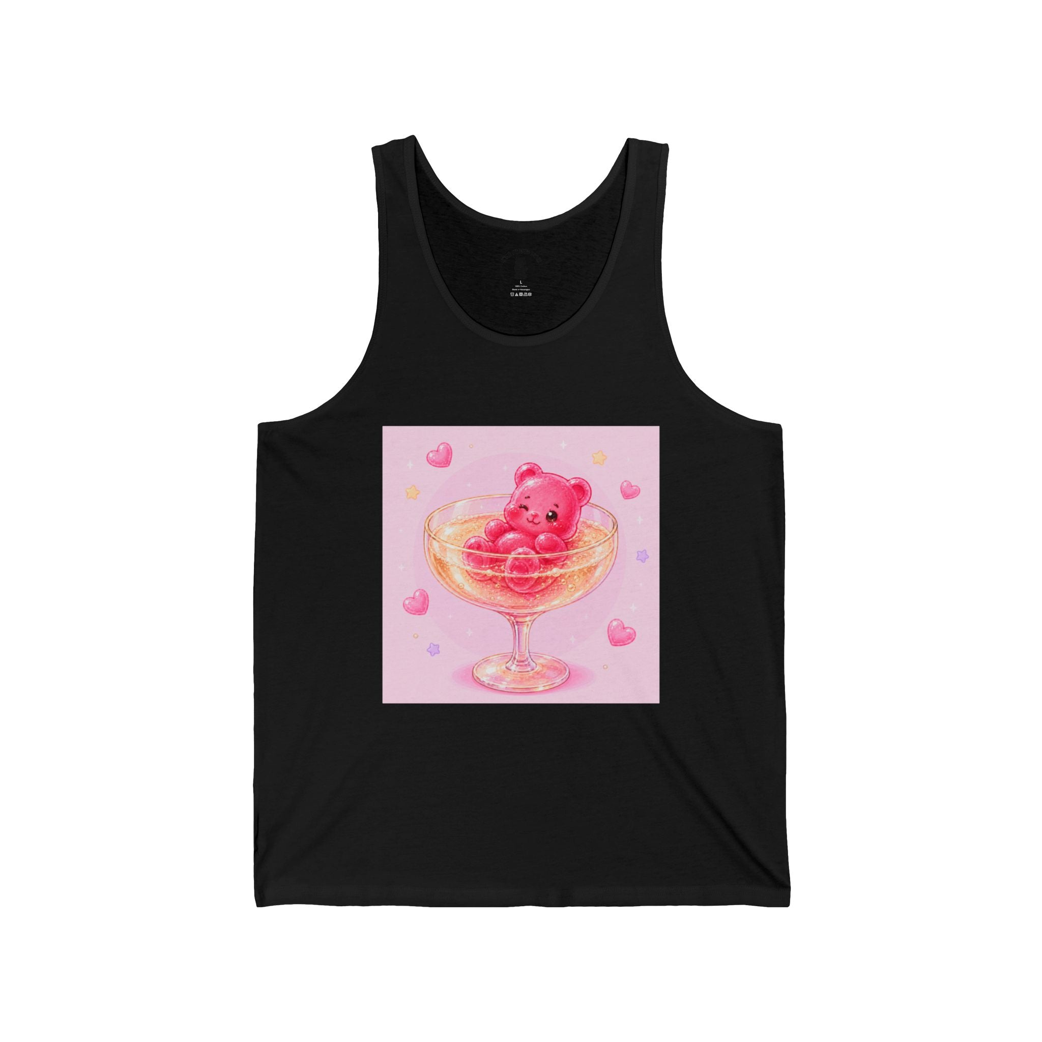 Champagne Glass Delight, Pink Boozy Gooey Gummy Bear – Kawaii Graphic Tank Top
