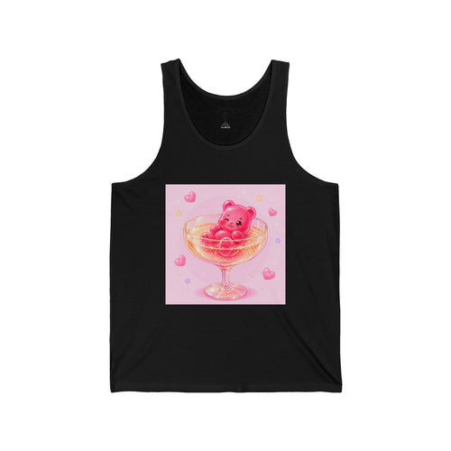 Champagne Glass Delight, Pink Boozy Gooey Gummy Bear – Kawaii Graphic Tank Top