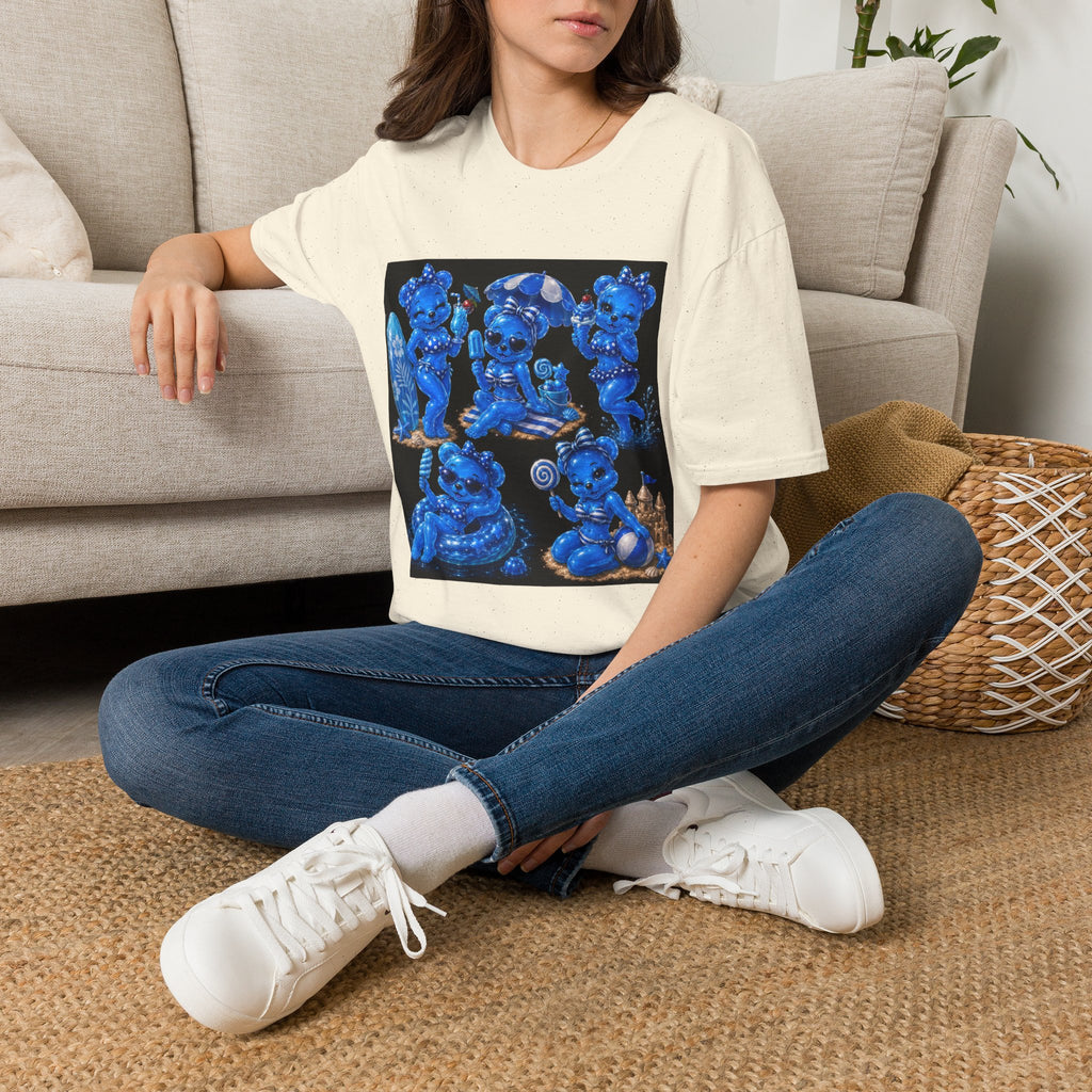 Retro Kawaii Blue Oozy Bear Pin Up Beach Babe- Adult Graphic Shirt (18+)