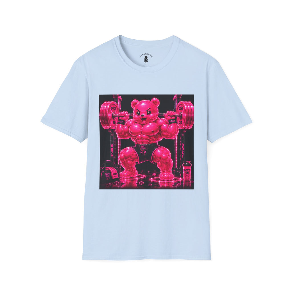 Feeling Like a Work Out, Pink Oozy Buff Bear Gummy Gym Special- Adult Graphic Shirt