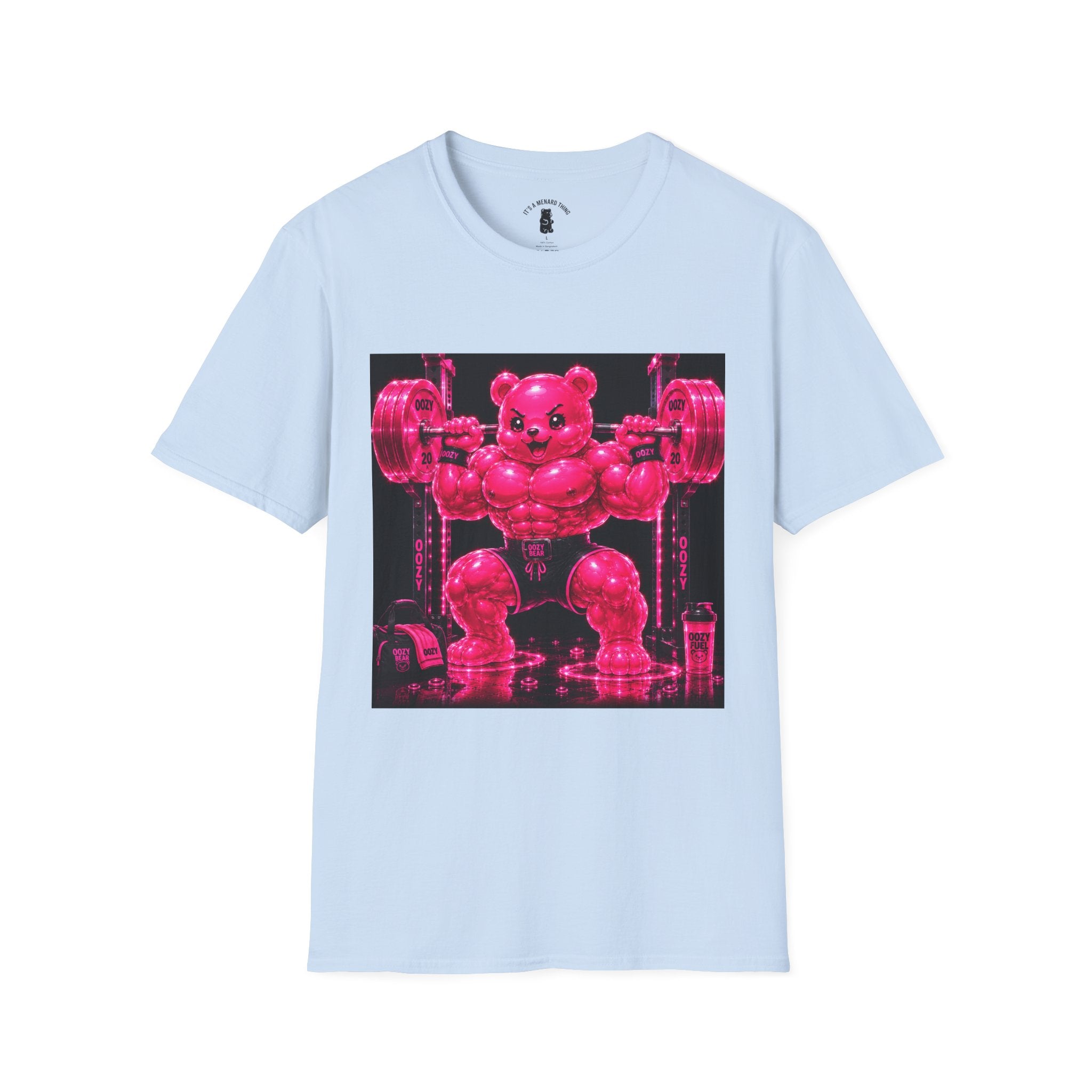 Feeling Like a Work Out, Pink Oozy Buff Bear Gummy Gym Special- Adult Graphic Shirt
