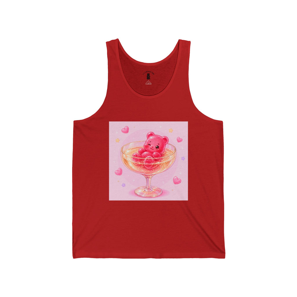 Champagne Glass Delight, Pink Boozy Gooey Gummy Bear – Kawaii Graphic Tank Top
