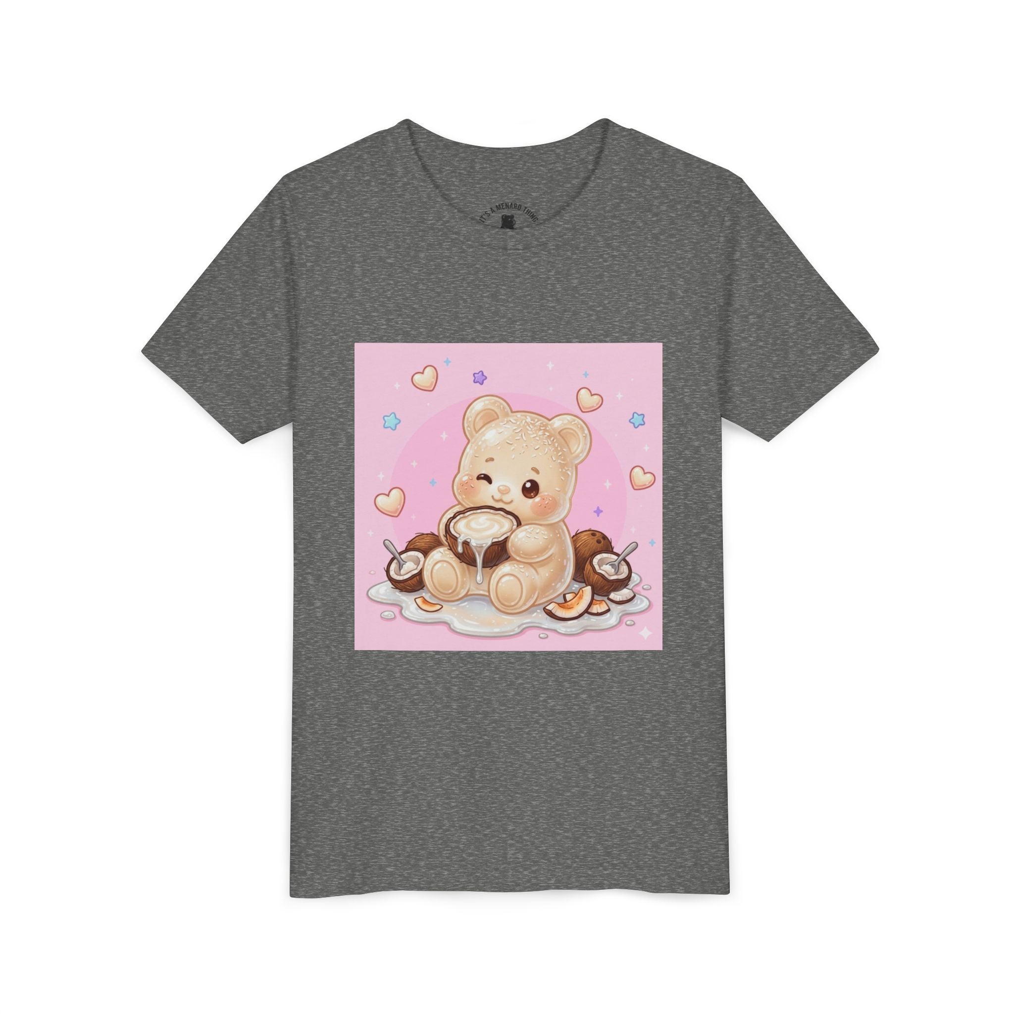 Gooey Gummy Coconut Milk Bear Kids T-Shirt (Pink Hearts)