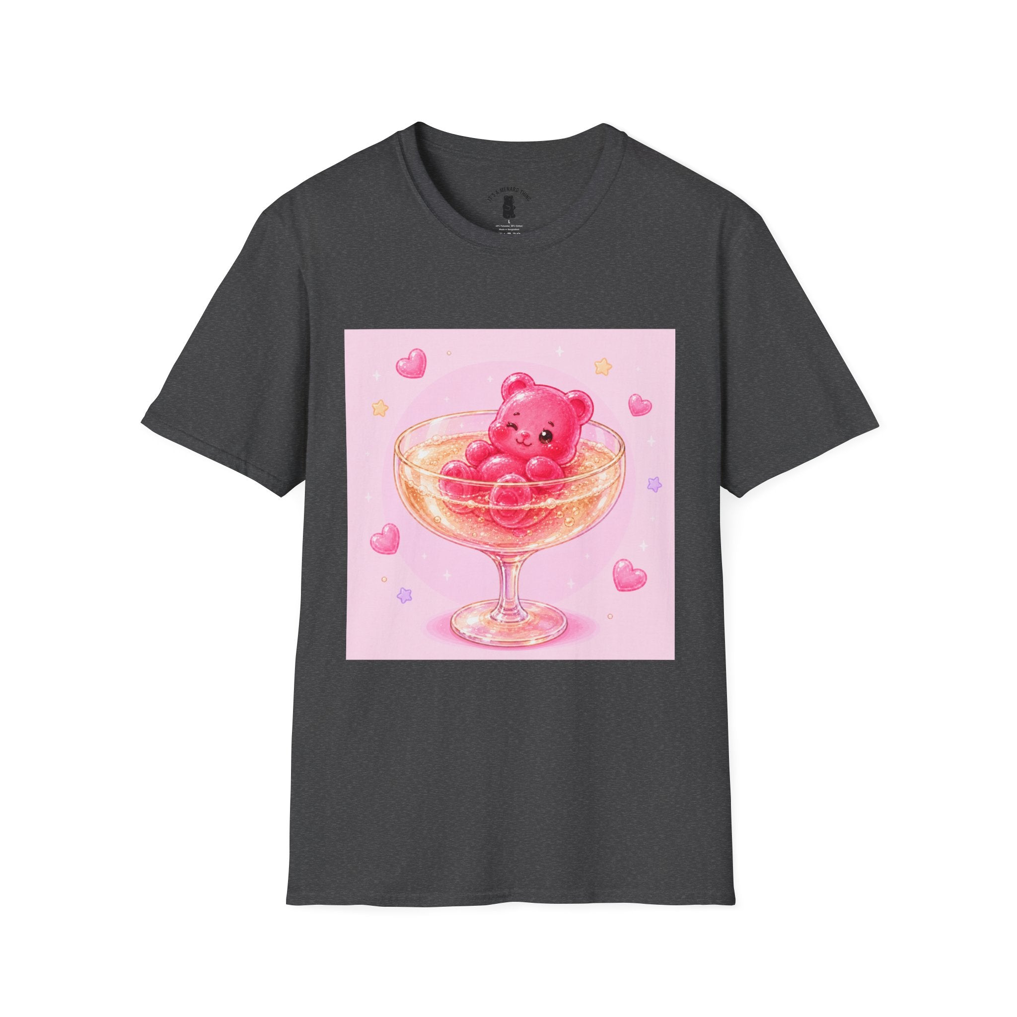Champagne Pink Boozy Gooey Gummy Bear- Kawaii Graphic T-Shirt