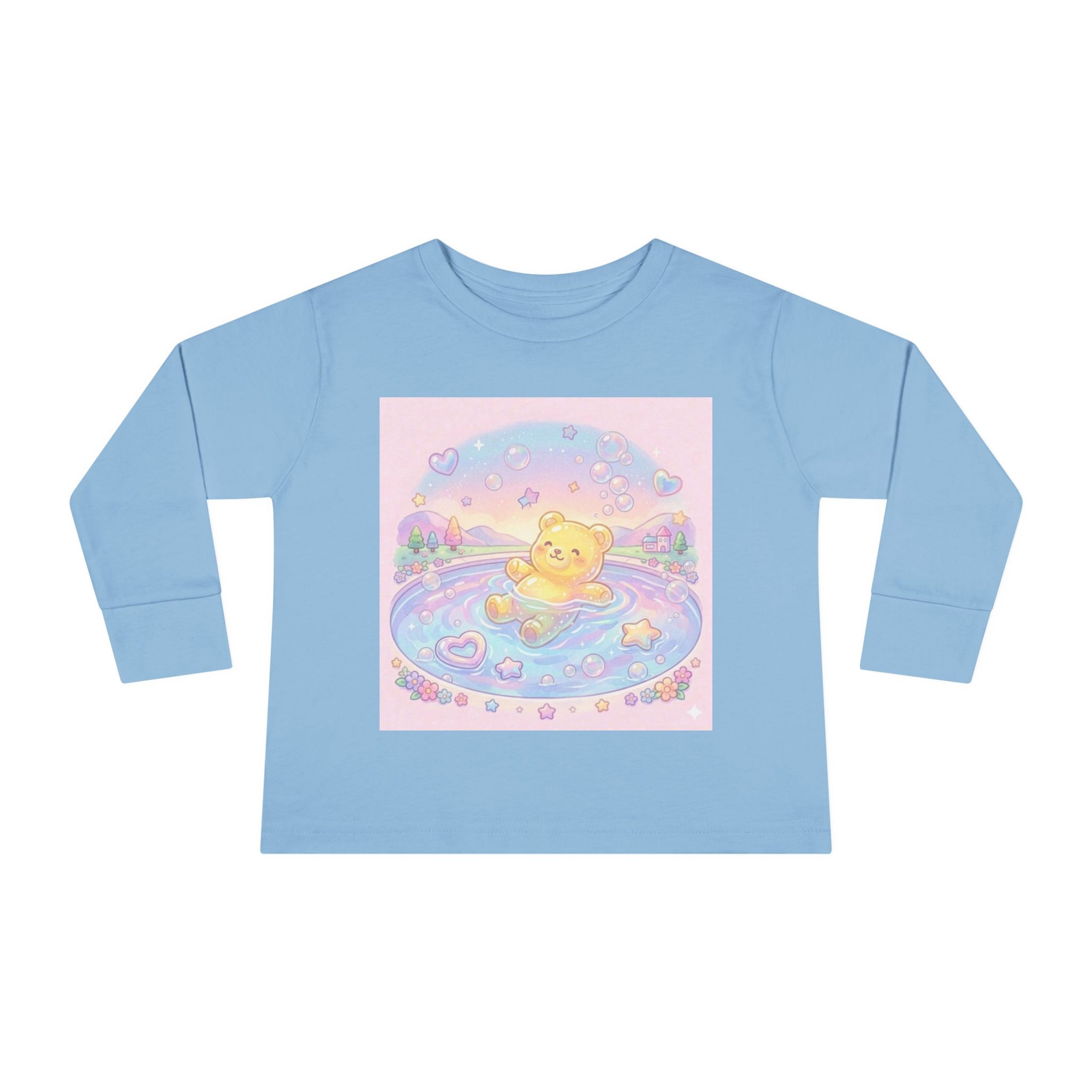 Solo Swim Time, Yellow Oozy Bear Friend- Graphic Long Sleeve Shirt