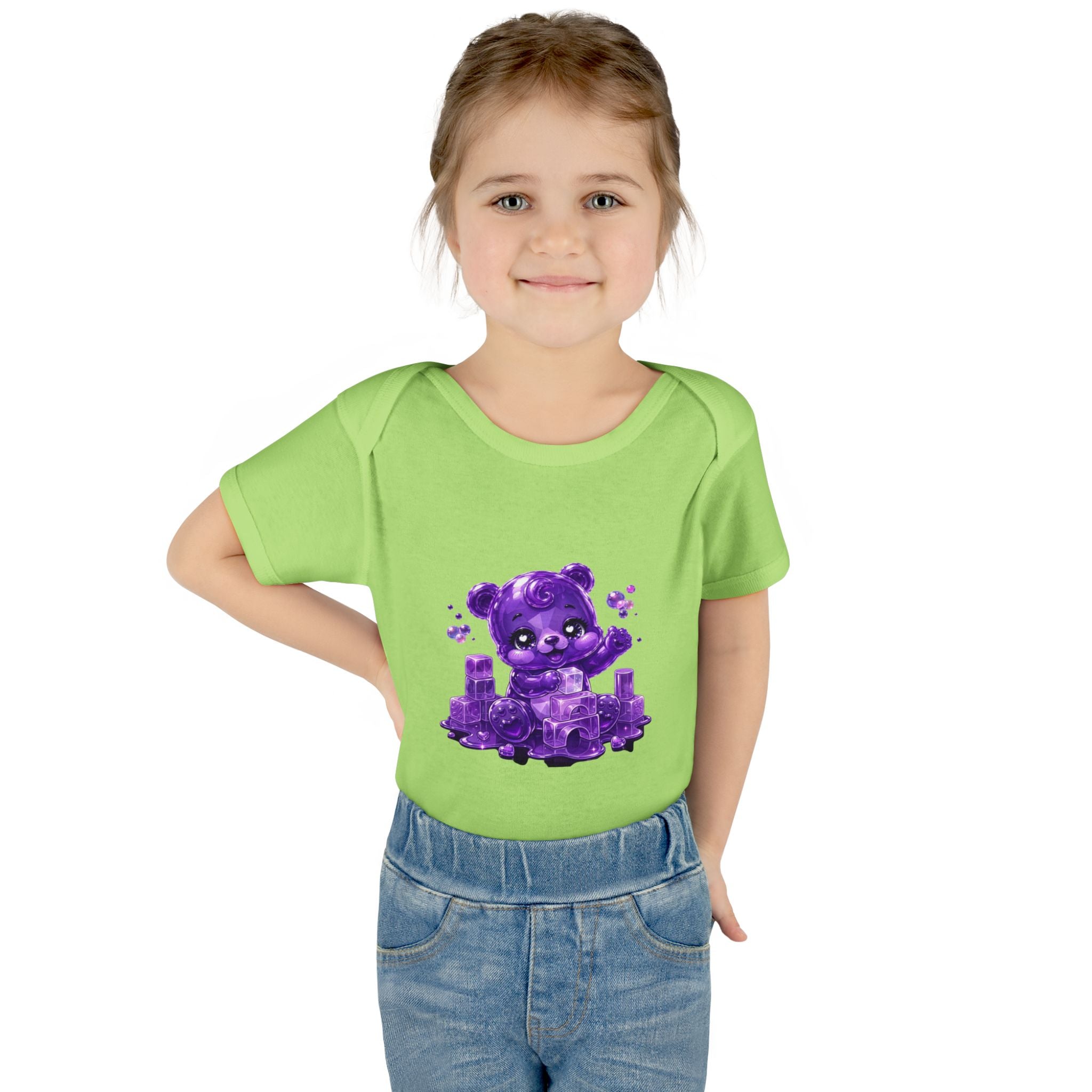 Play Time, Purple Crystal Baby Oozy Bear Gummy Cutie Addition- Graphic Onesie