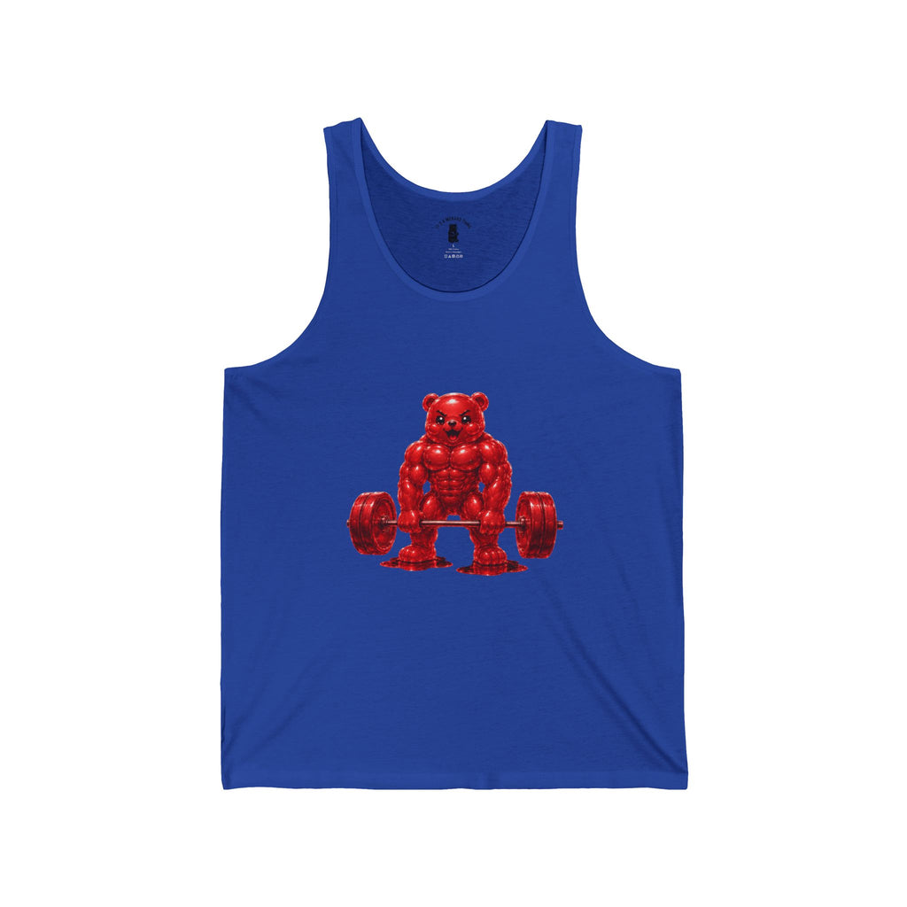 Weightlifting Fitness, Crimson Oozy Buff Bear Gummy Gym Addition- Workout Graphic Shirt