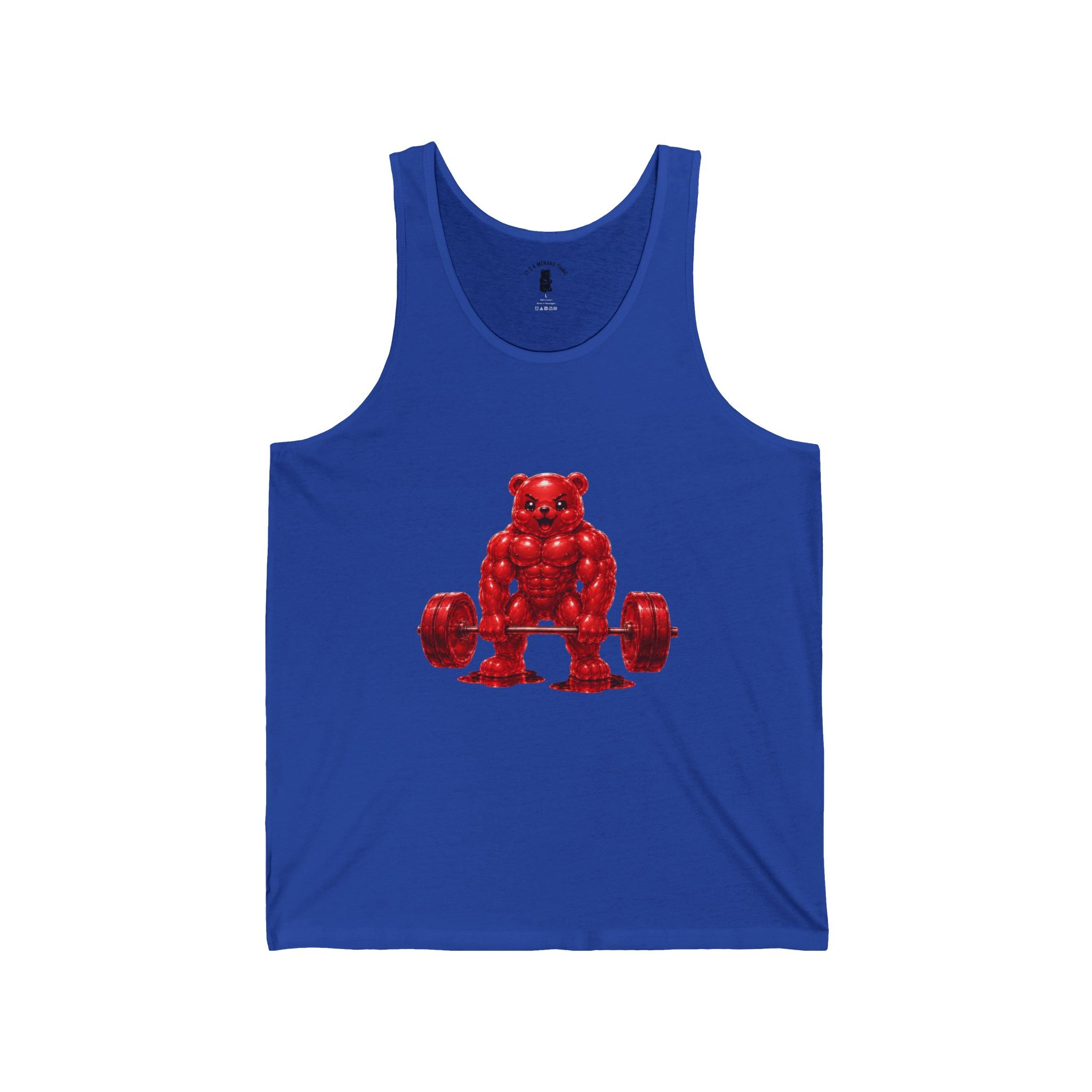Weightlifting Fitness, Crimson Oozy Buff Bear Gummy Gym Addition- Workout Graphic Shirt