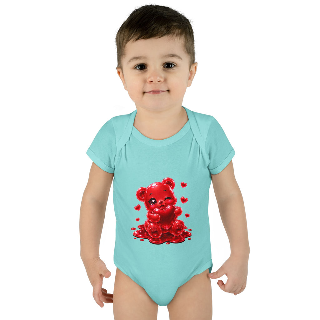Special Red Heart Oozy Bear Baby Gummy Cutie Addition- Graphic Onesie