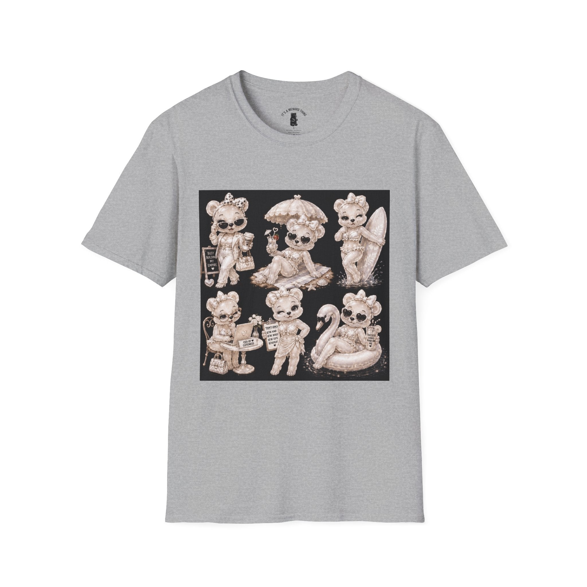 Vintage Kawaii Retro Oozy Bear, Beach Babe Pin Up- Adult Graphic Shirt (18+)