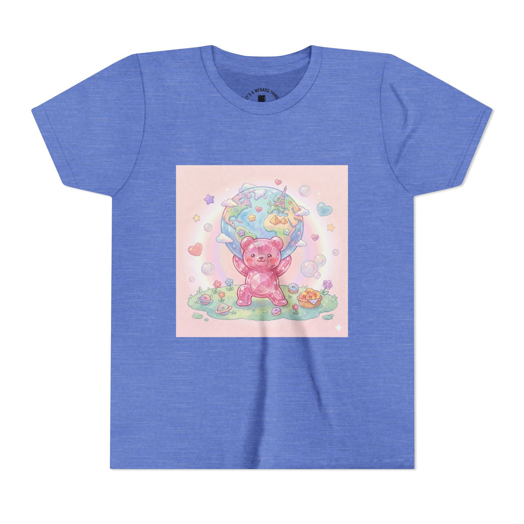 World Atlas, Weight of the Gummy World Pink Gooey Bear- Pastel Graphic Youth T-Shirt