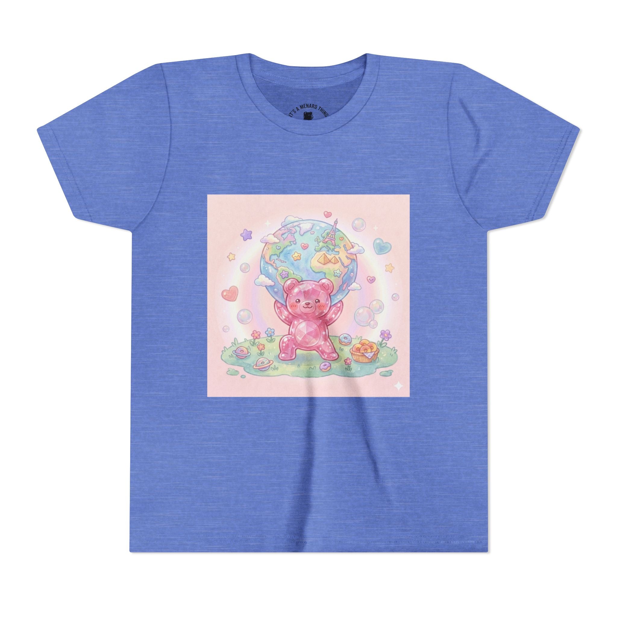 World Atlas, Weight of the Gummy World Pink Gooey Bear- Pastel Graphic Youth T-Shirt