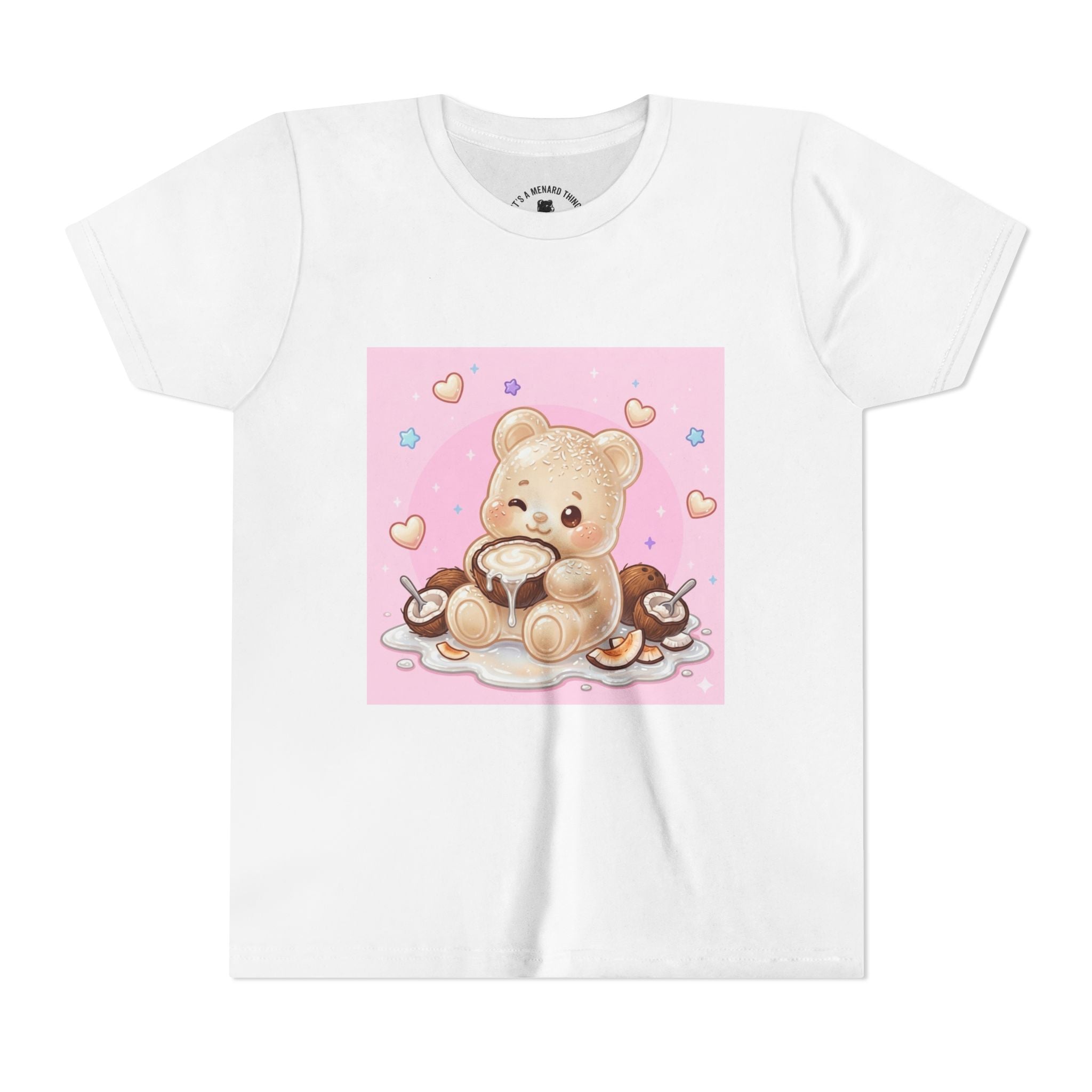 Gooey Gummy Coconut Milk Bear Kids T-Shirt (Pink Hearts)