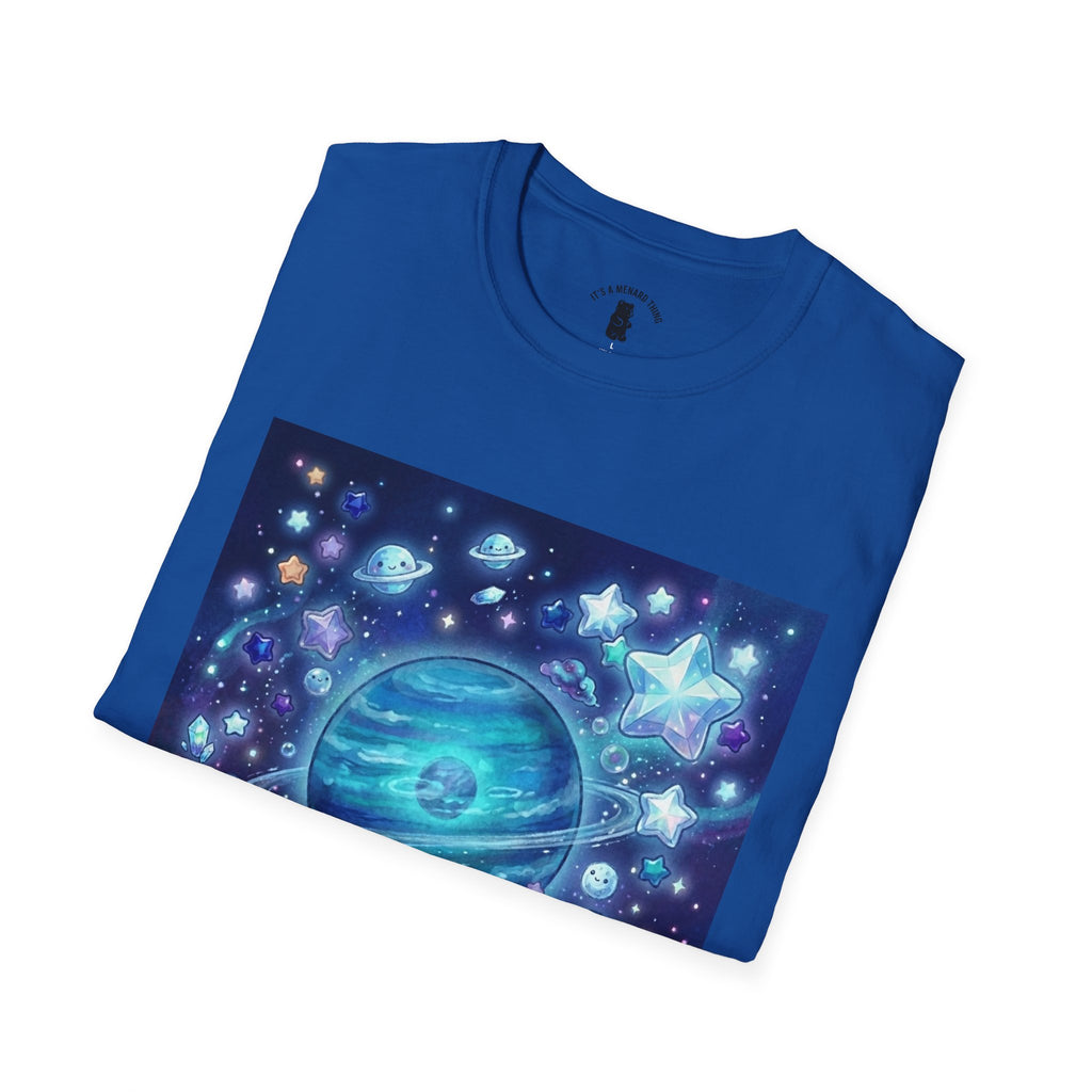 Lets Swim on Neptune, Blue Crystal Gooey Gummy Bear- Kawaii Graphic T-Shirt