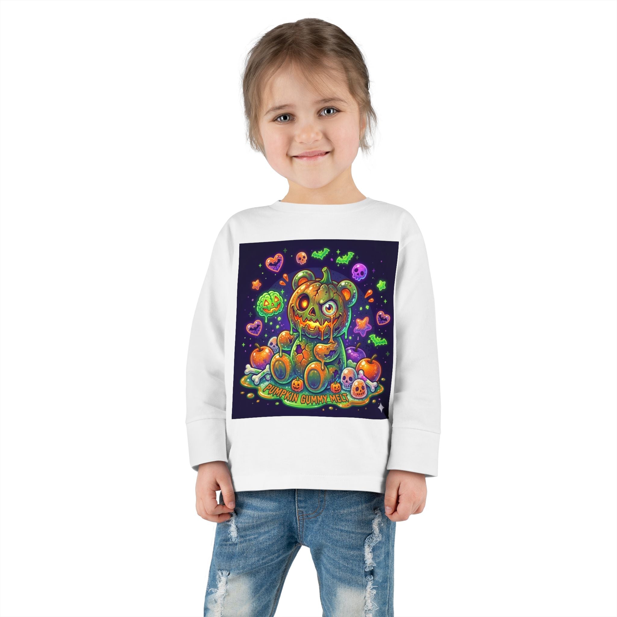 Pumpkin Oozy Bear, Halloween Special- Kids Graphic Long Sleeve Shirt
