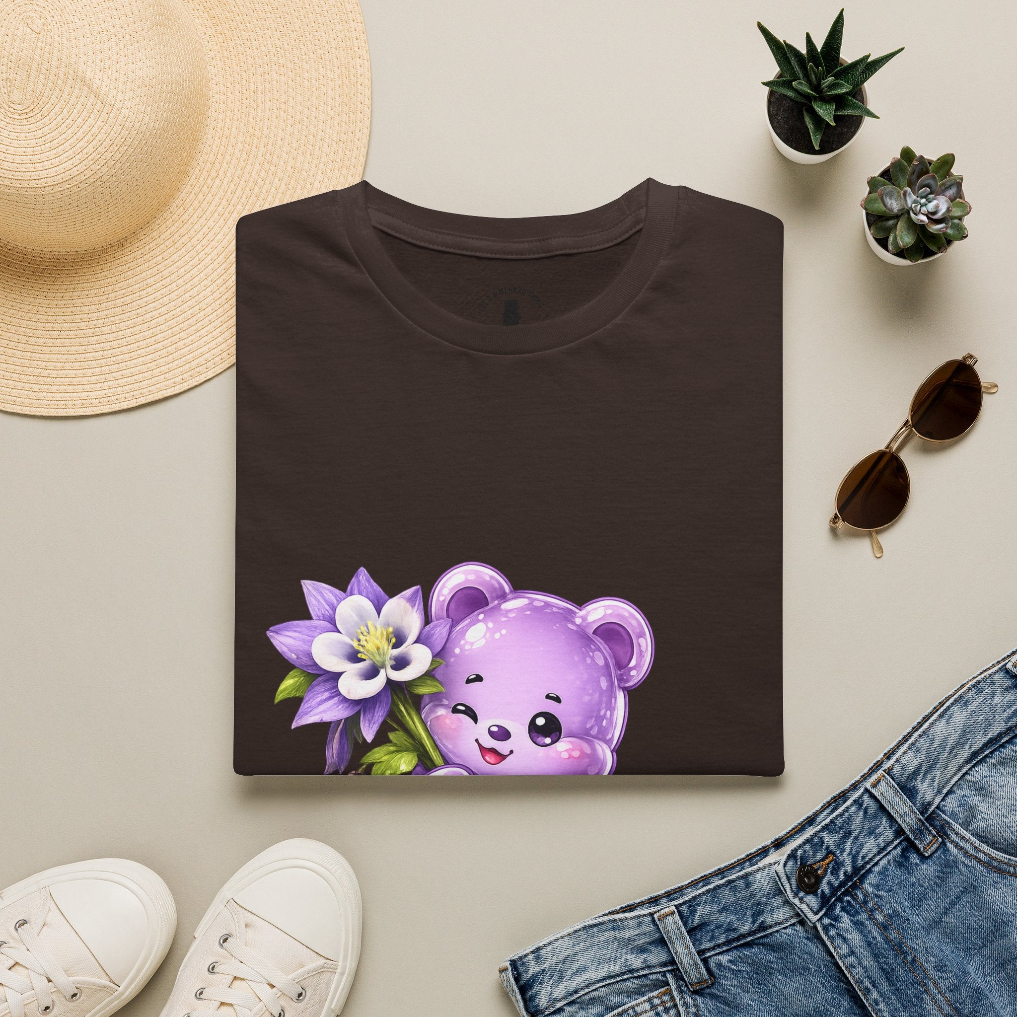Pretty Purple Flower, Special Oozy Bear Gummy- Graphic Shirt