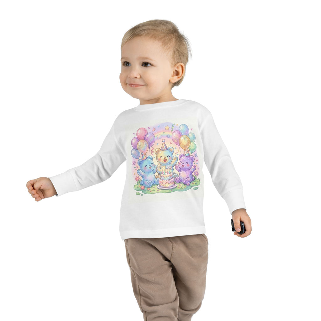 Pastel Birthday Oozy Bear Party Bash, Special Friends Celebration- Graphic Long Sleeve Shirt