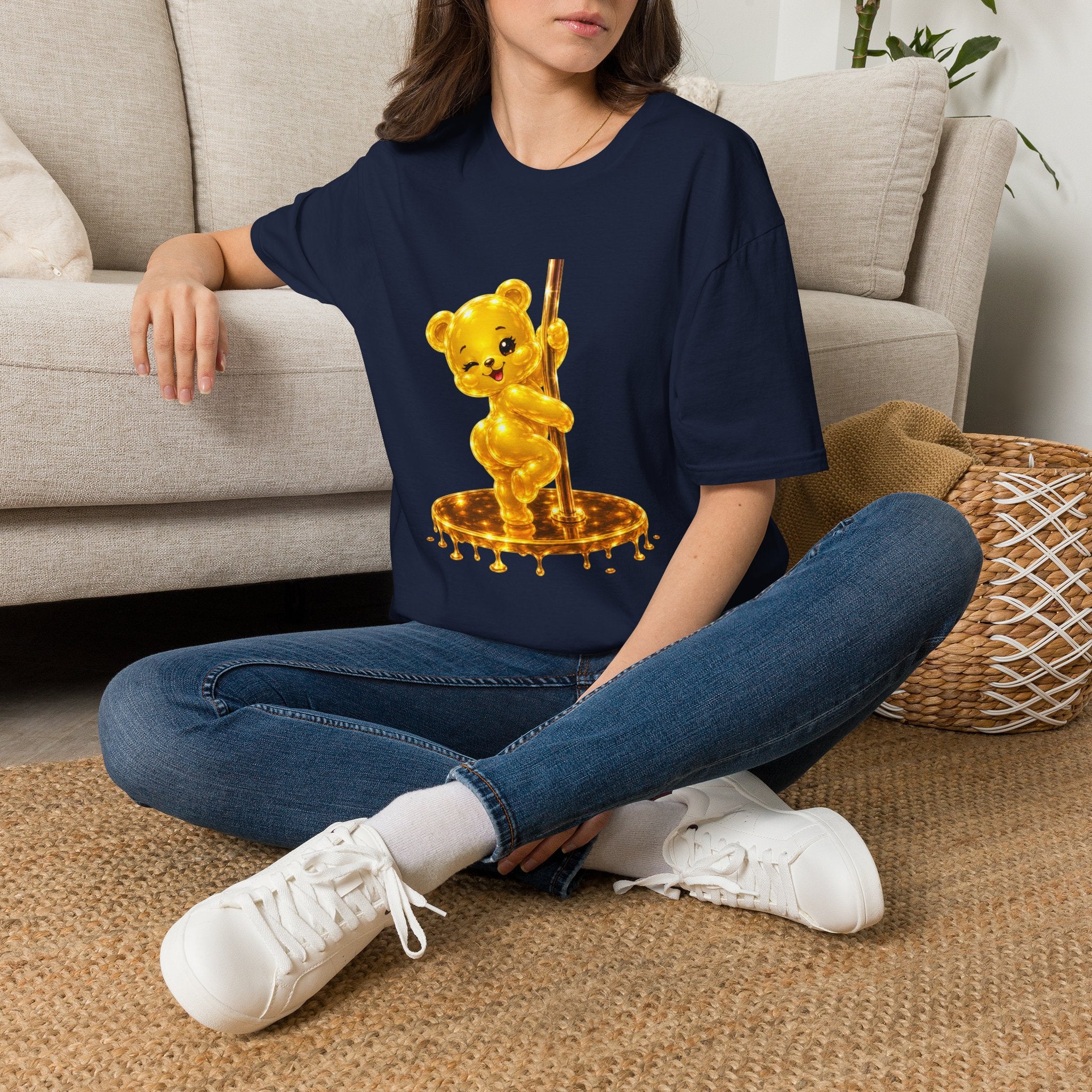 Gold Oozy Bear Gummy Thick Pole Dancer- Graphic Shirt (Adult Only!)