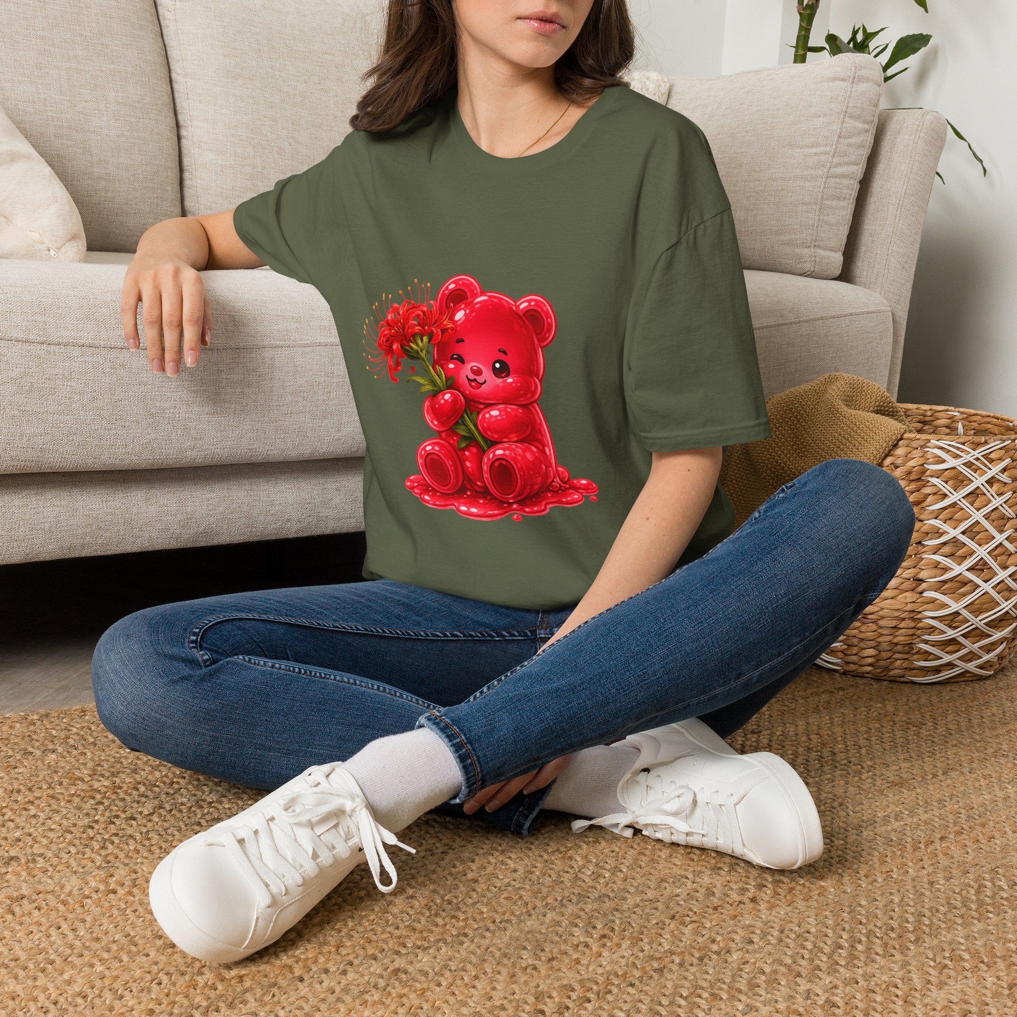 Blooming Spider Lily Special, Red Oozy Bear Gummy Friend- Graphic Shirt