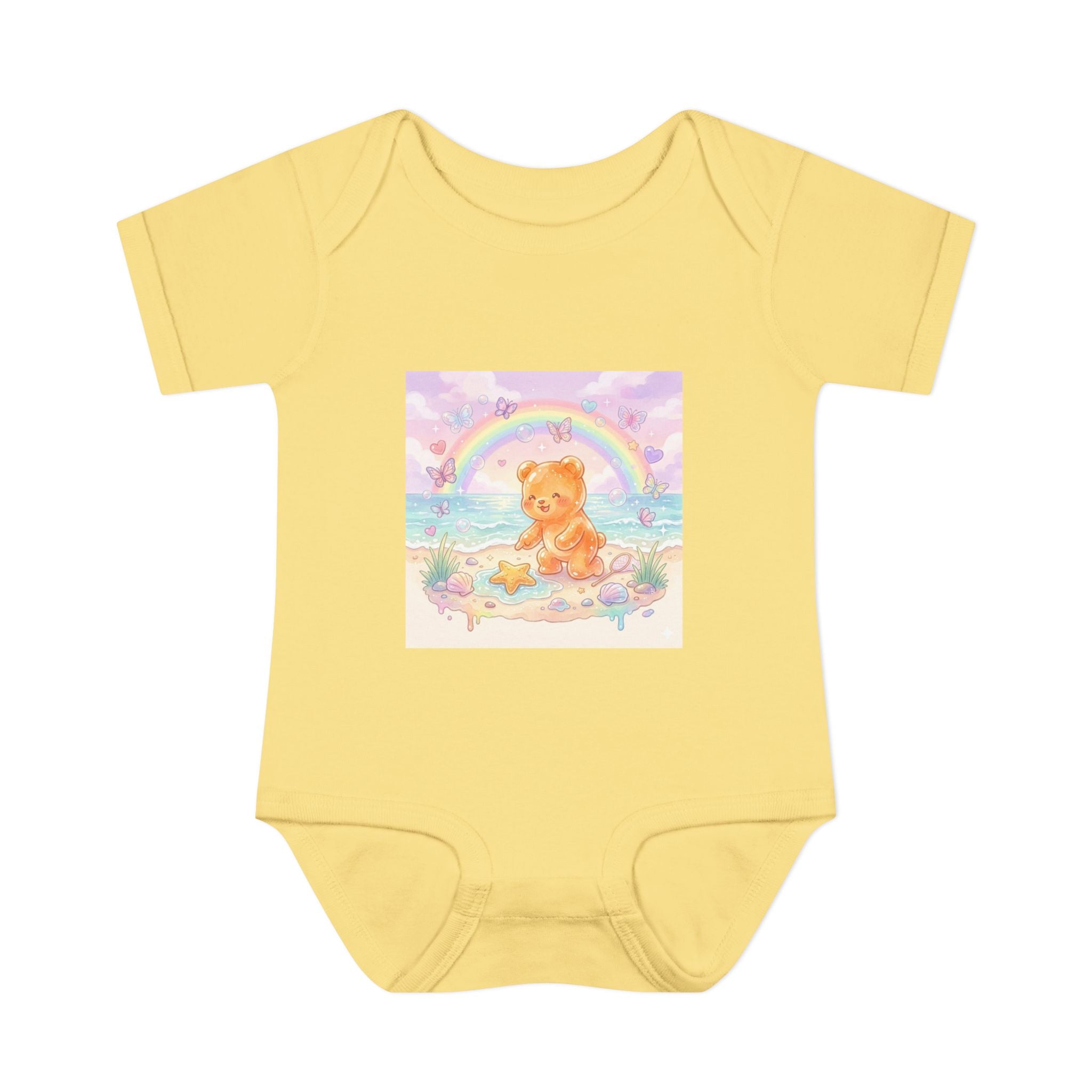 Gooey Gummy Beach Bear Rainbow & Starfish - Bodysuit