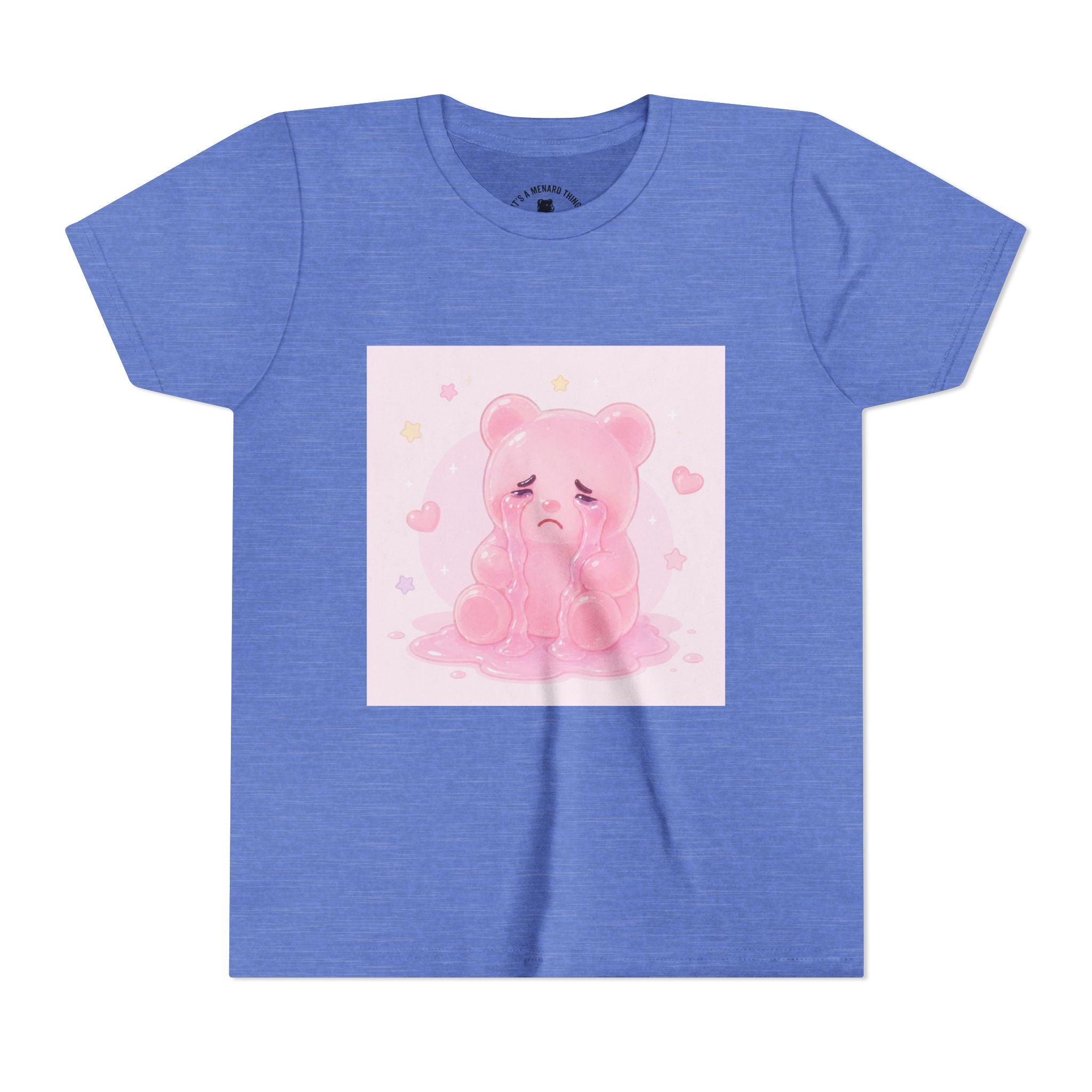 Pink Crying Gooey Gummy Bear Youth Tee – Cute Pastel Graphic Shirt