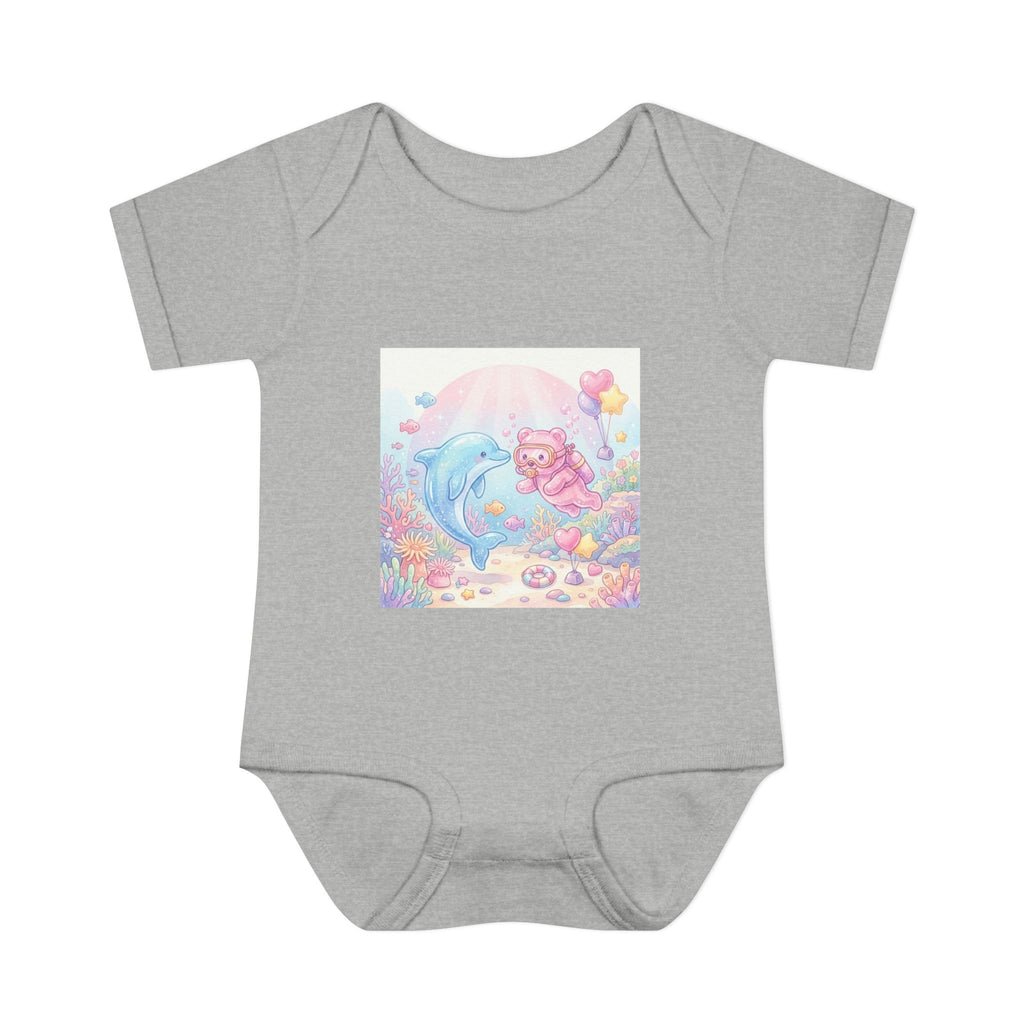Infant Bodysuit — Pastel Dolphin & Pink Gummy Bear Underwater Baby Onesie
