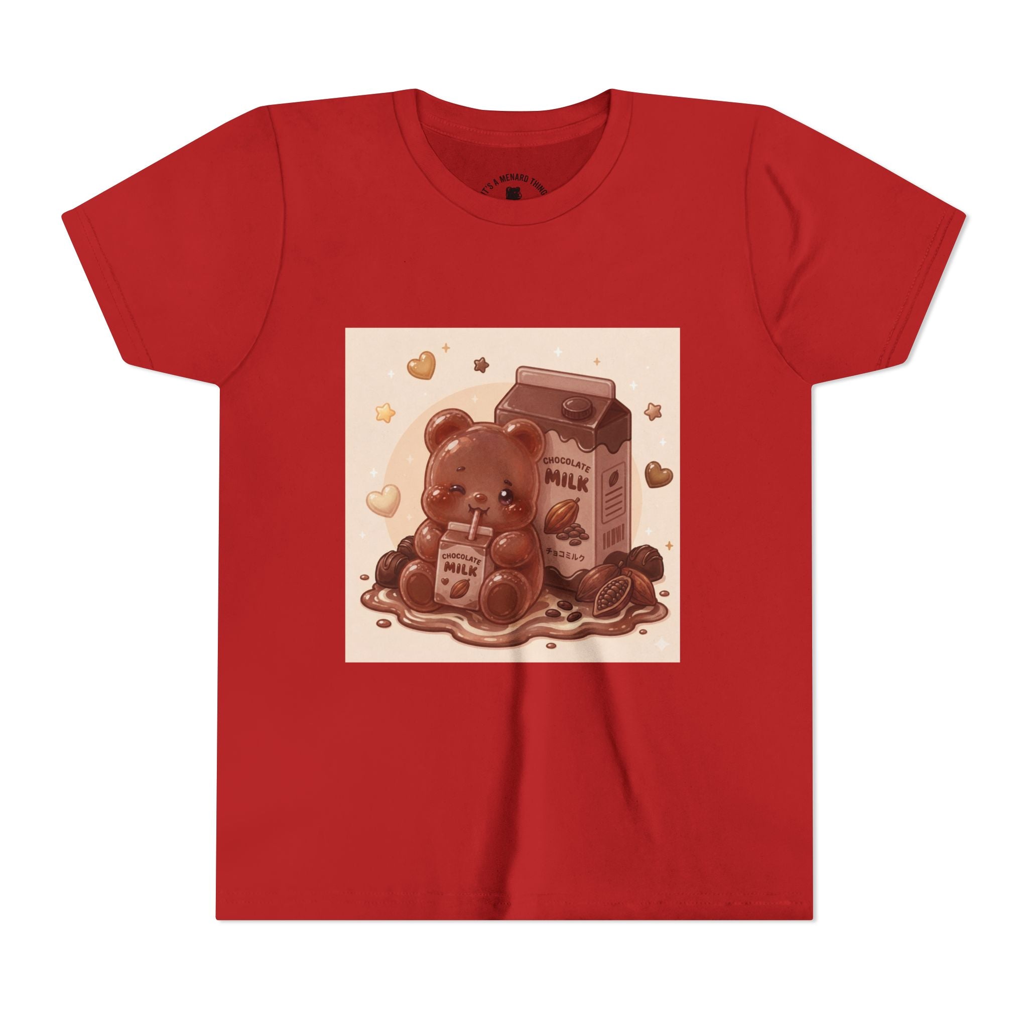 Kids Milk Chocolate Gooey Gummy Bear — Cute Milk Carton Graphic Youth T-Shirt
