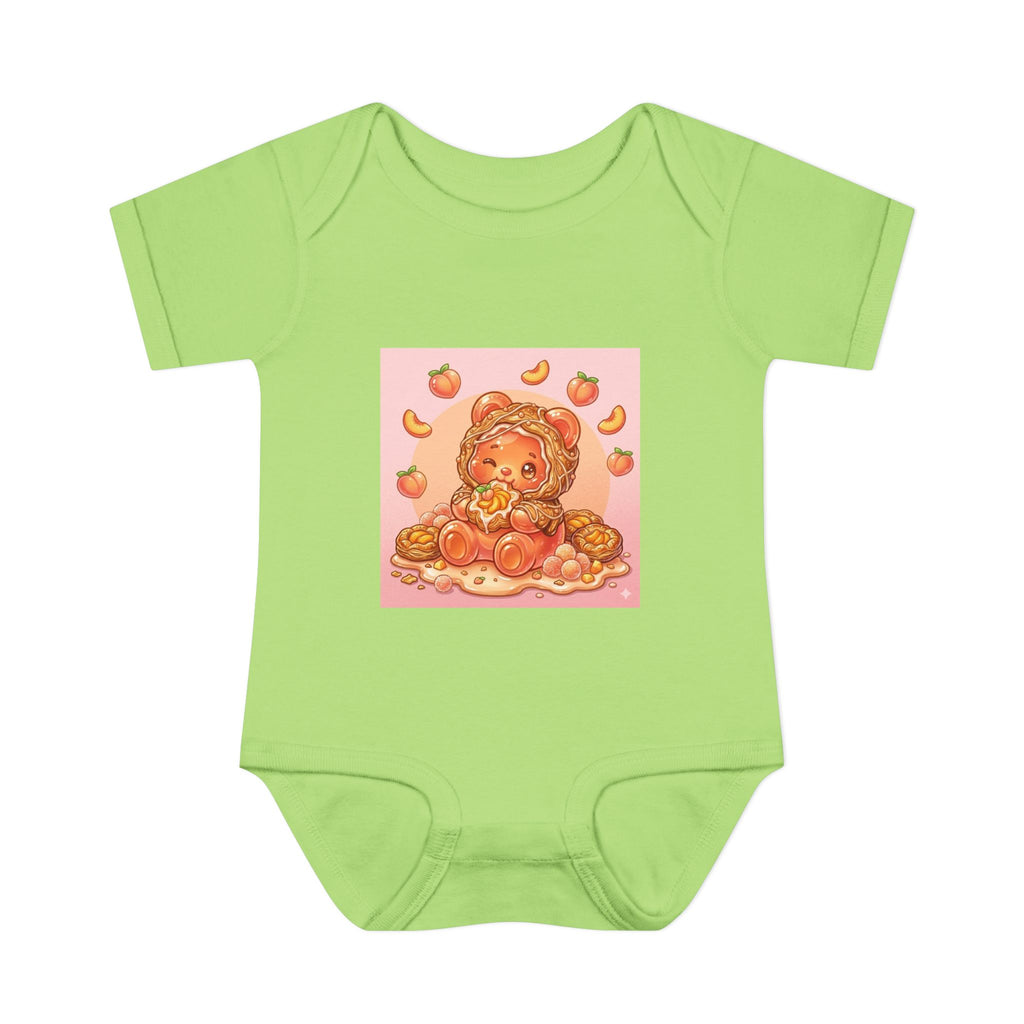 Peach Danish Gooey Gummy Bear in Puff Pasterie PJs Baby Onesie