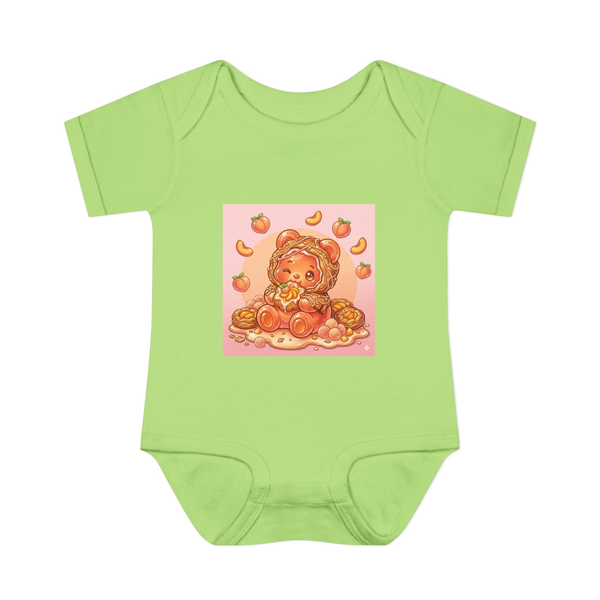 Peach Danish Gooey Gummy Bear in Puff Pasterie PJs Baby Onesie