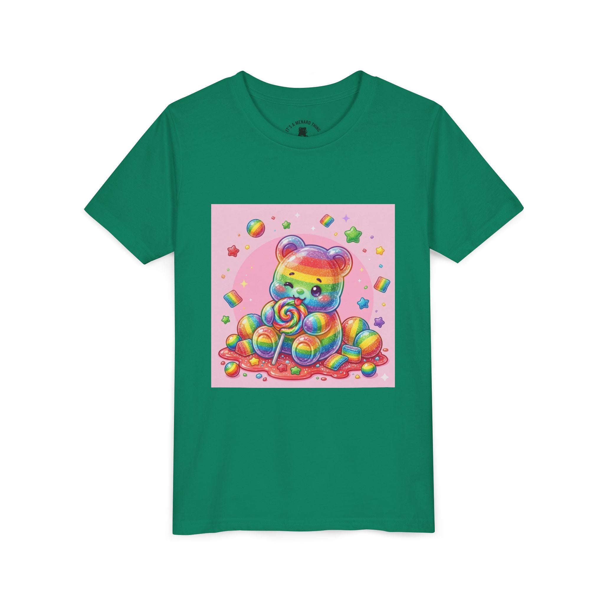Rainbow Stripe Gooey Gummy Bear Youth T-Shirt