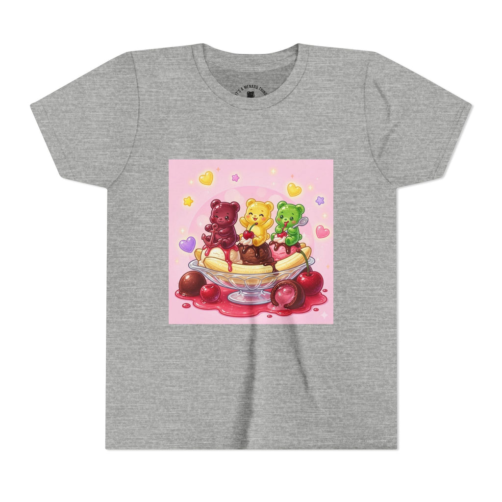 Gooey Gummy Bears on Banana Split Boat Graphic Youth T-Shirt