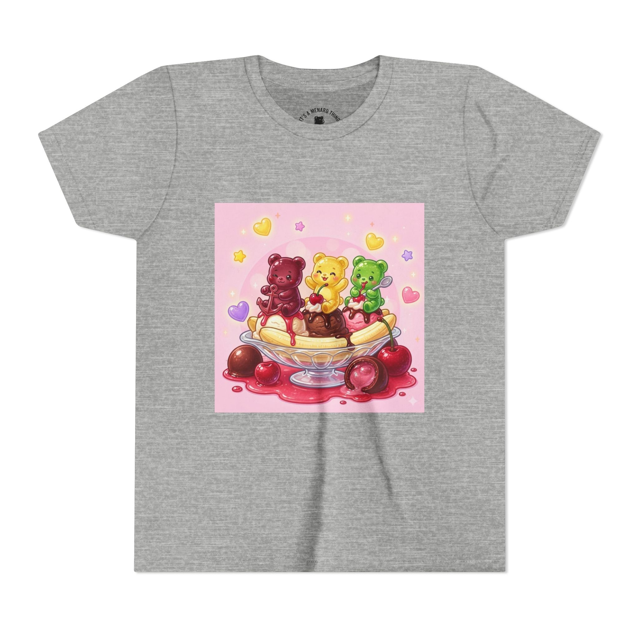 Gooey Gummy Bears on Banana Split Boat Graphic Youth T-Shirt