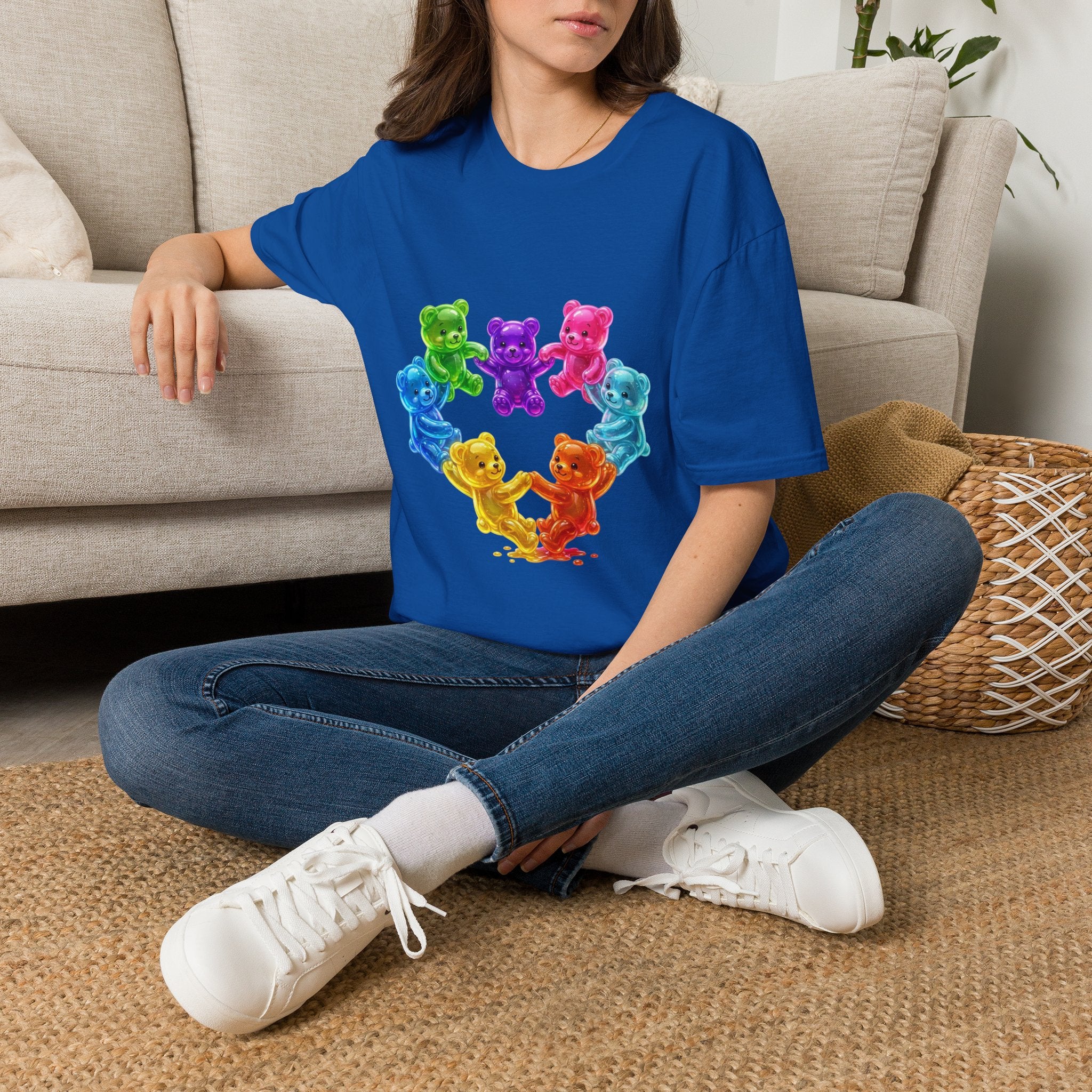 Holding Hands Into Heart Oozy Bear Gummy Friends- Graphic Shirt