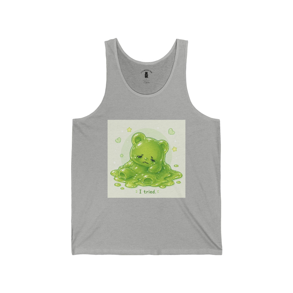 Tired Melting Green Gooey Gummy bear — Kawaii Graphic Tank Top