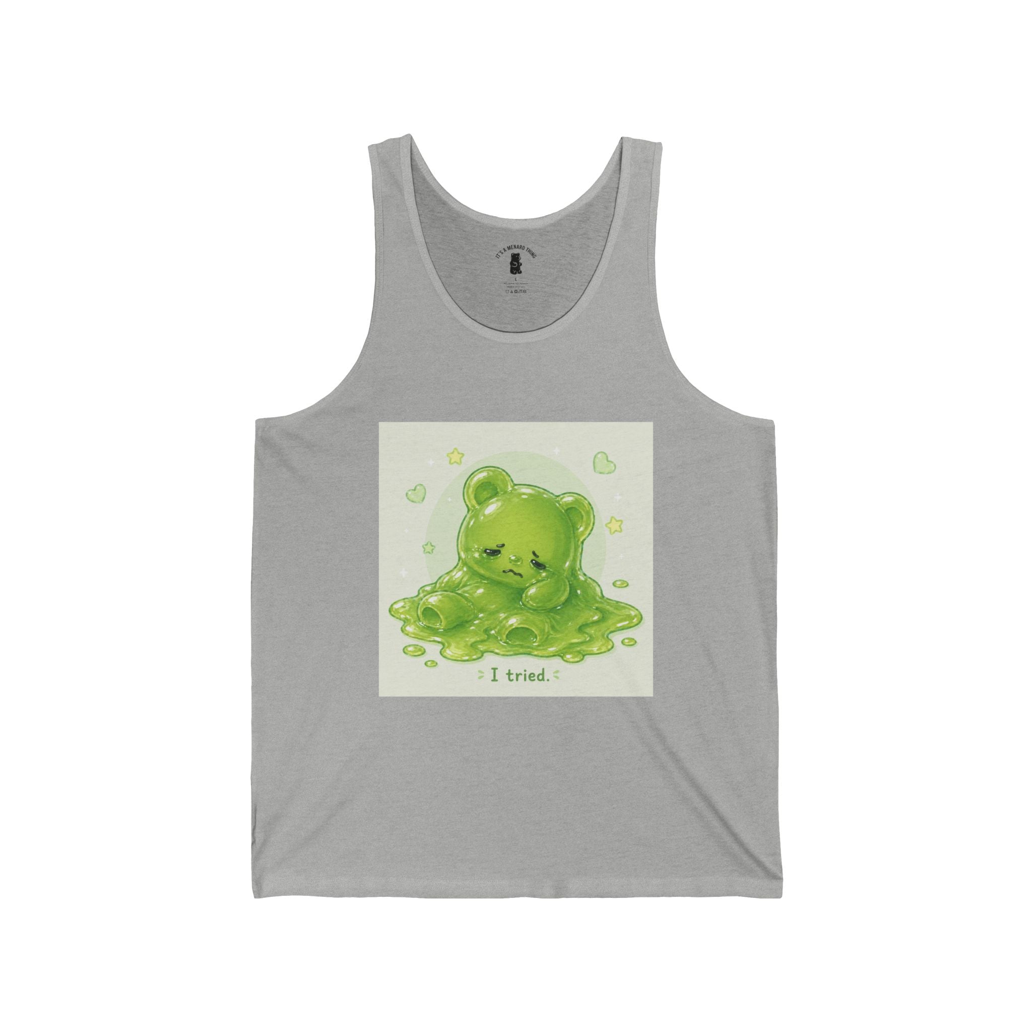 Tired Melting Green Gooey Gummy bear — Kawaii Graphic Tank Top