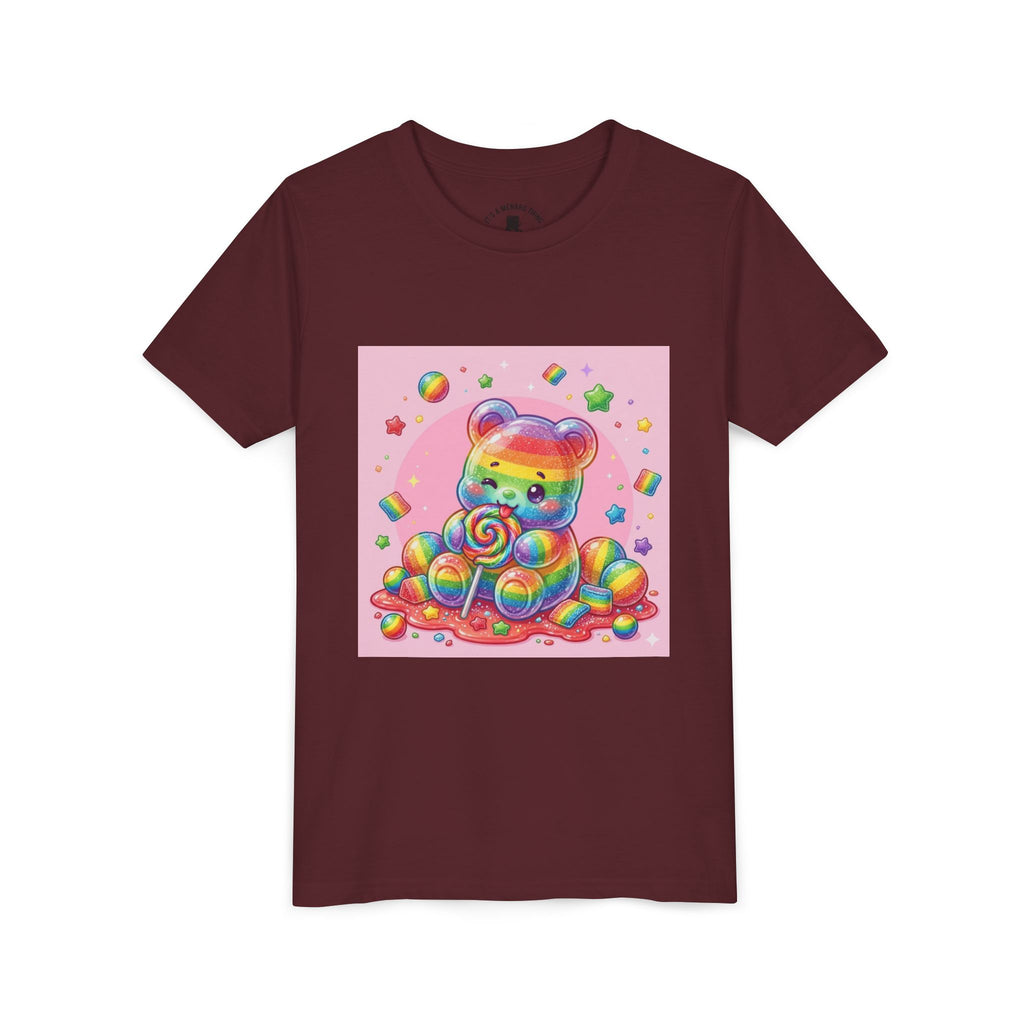 Rainbow Stripe Gooey Gummy Bear Youth T-Shirt